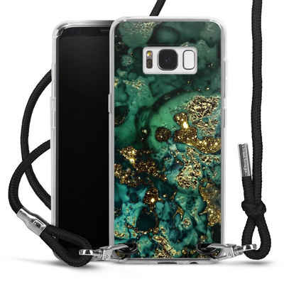 DeinDesign Handyhülle Marmor Glitzer Look Muster Cyan Glitter Marble Look, Samsung Galaxy S8 Handykette Hülle mit Band Case zum Umhängen