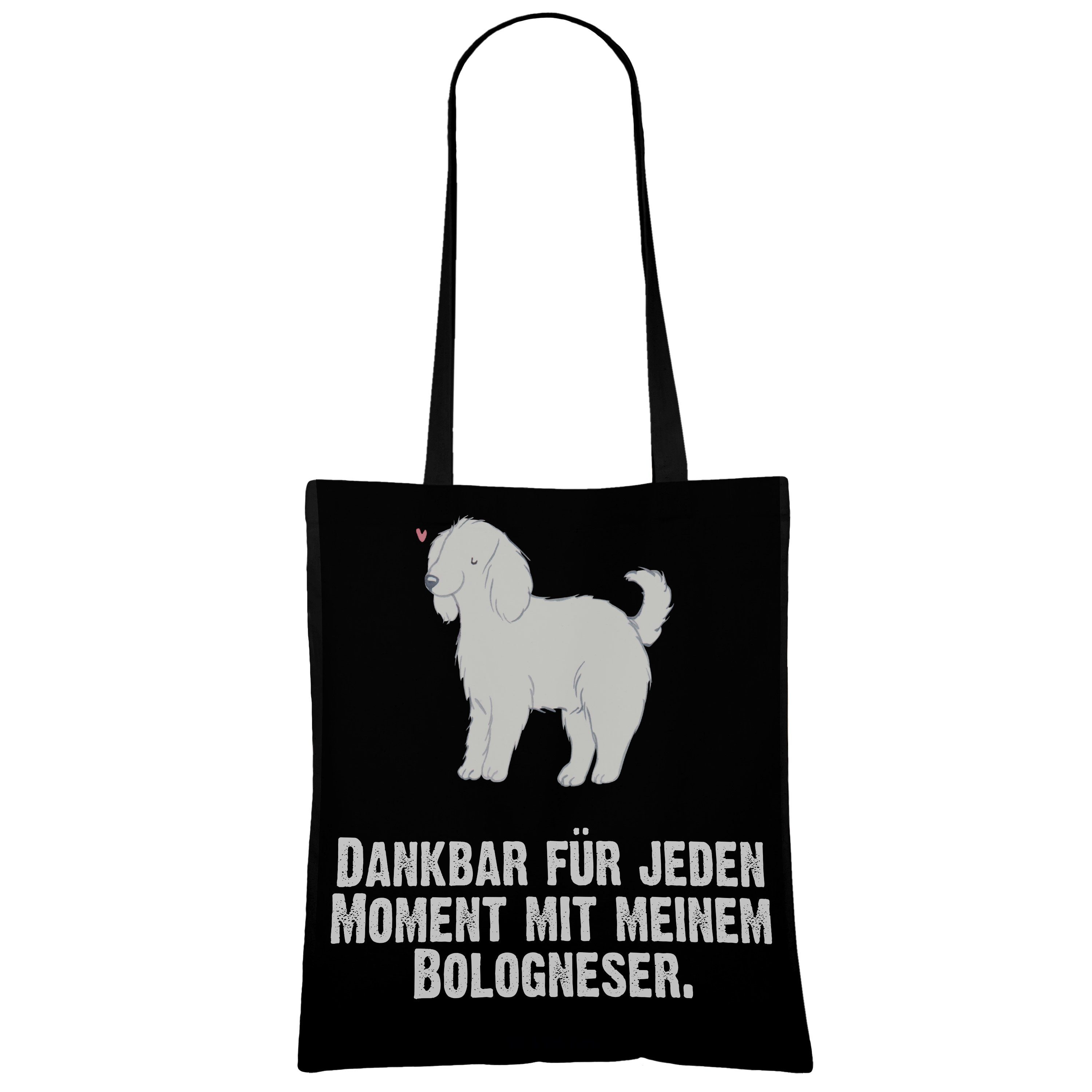 Mr. & Mrs. Panda Tragetasche Bologneser (1-tlg) Hunde - Geschenk, Tierfreund, Jutebeutel, Schwarz Moment 