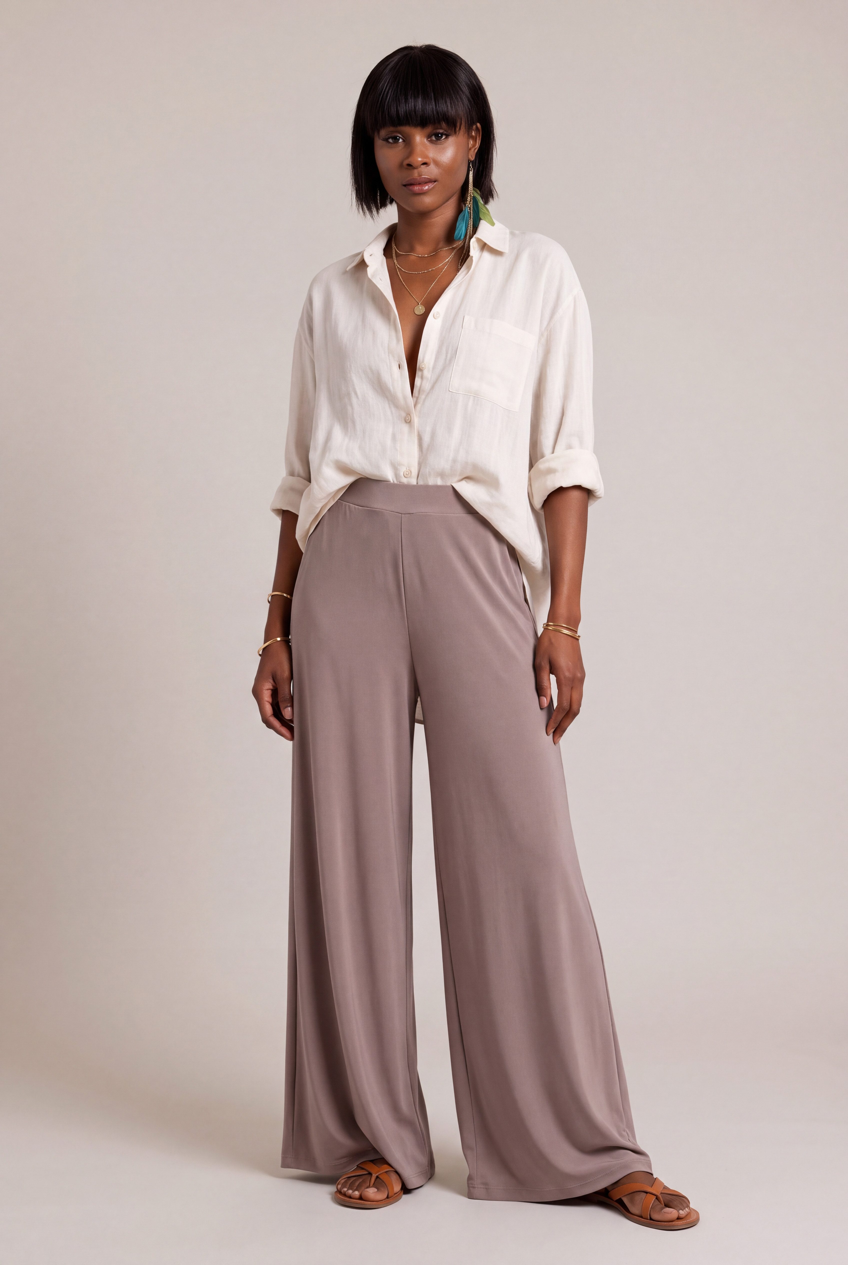 YC Fashion & Style Palazzohose Wide Leg – fließend, elastischer Bund, One Size 38–46 Freizeithose mit elastischem Bund