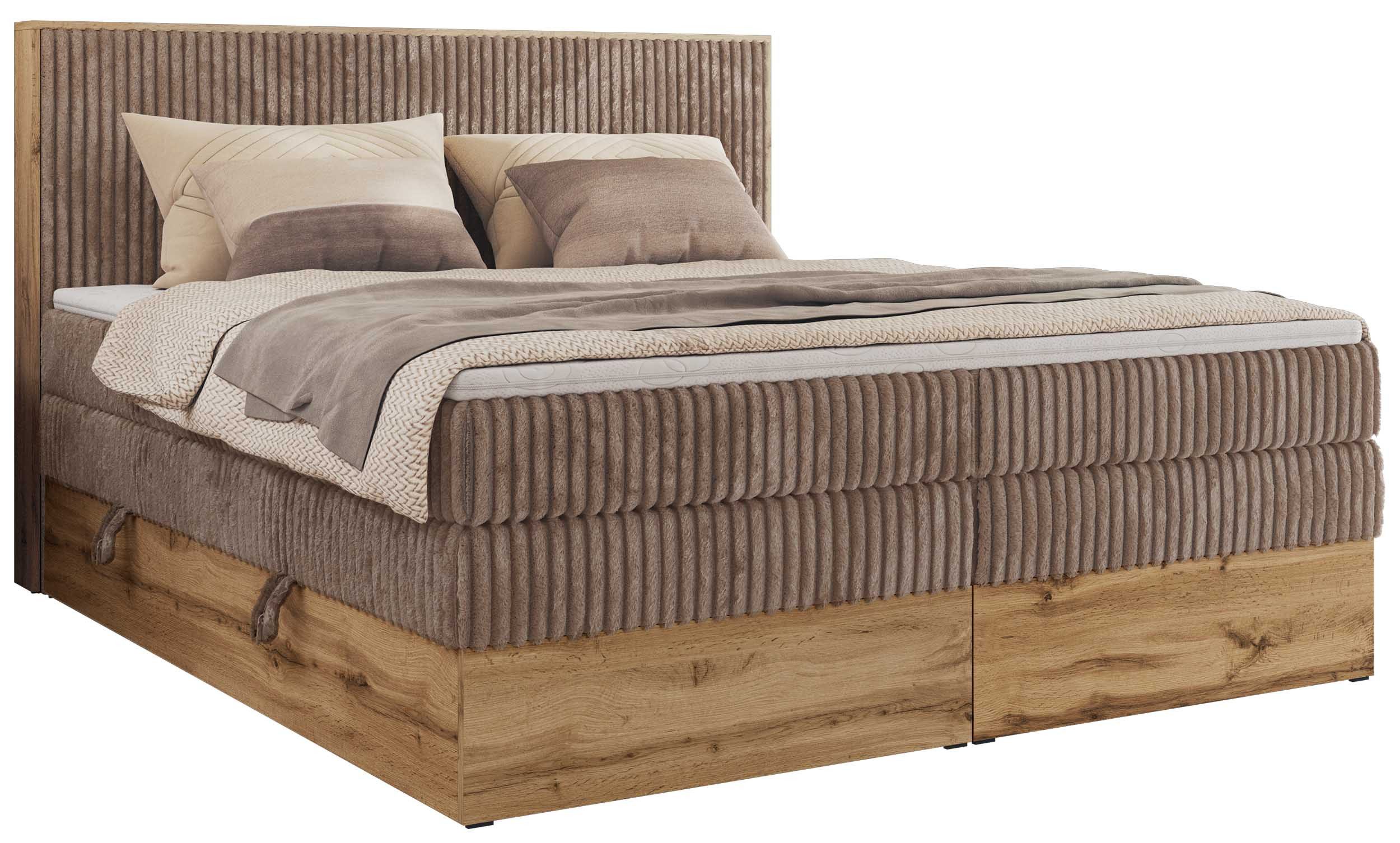 MKS MÖBEL Boxspringbett WOOD CLASSIC KING (Packung, Set, Topper T25, hohe K günstig online kaufen