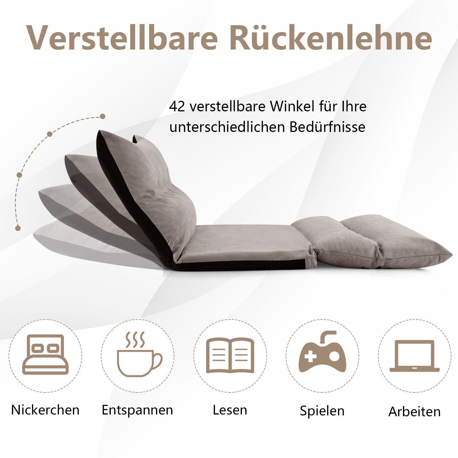 COSTWAY Sofa Bodensofa, verstellbare Rückenlehne, 3in1 günstig online kaufen