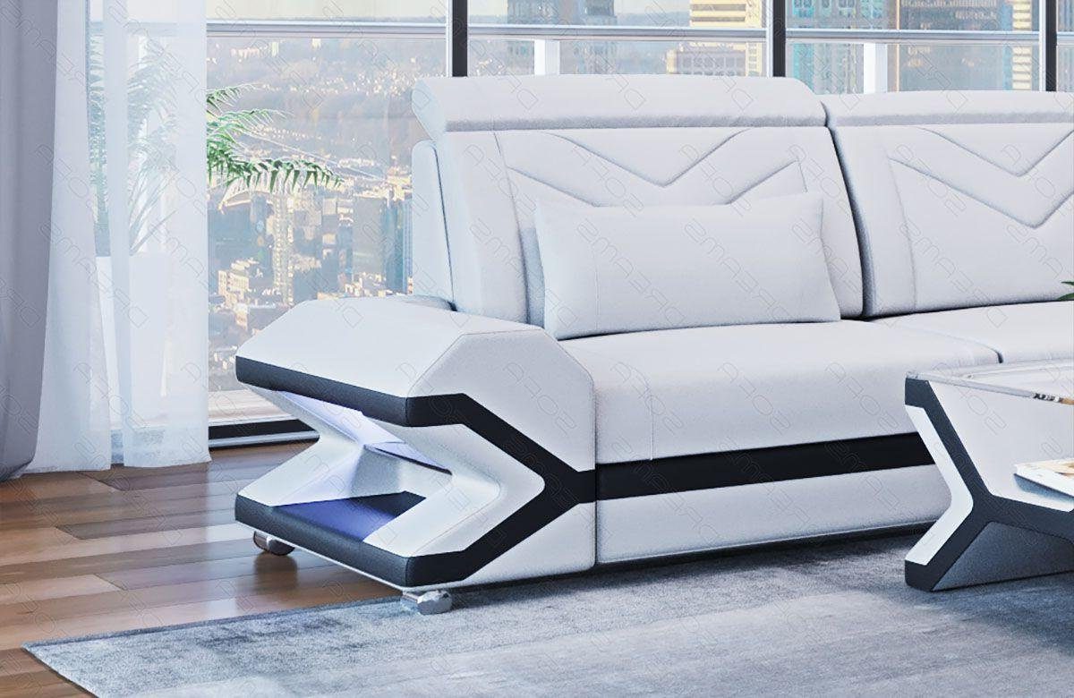 Sofa Dreams Wohnlandschaft Couch Leder Sofa Napoli XXL U Form Ledersofa, mit LED, wahlweise mit Bettfunktion als Schlafsofa, Designersofa