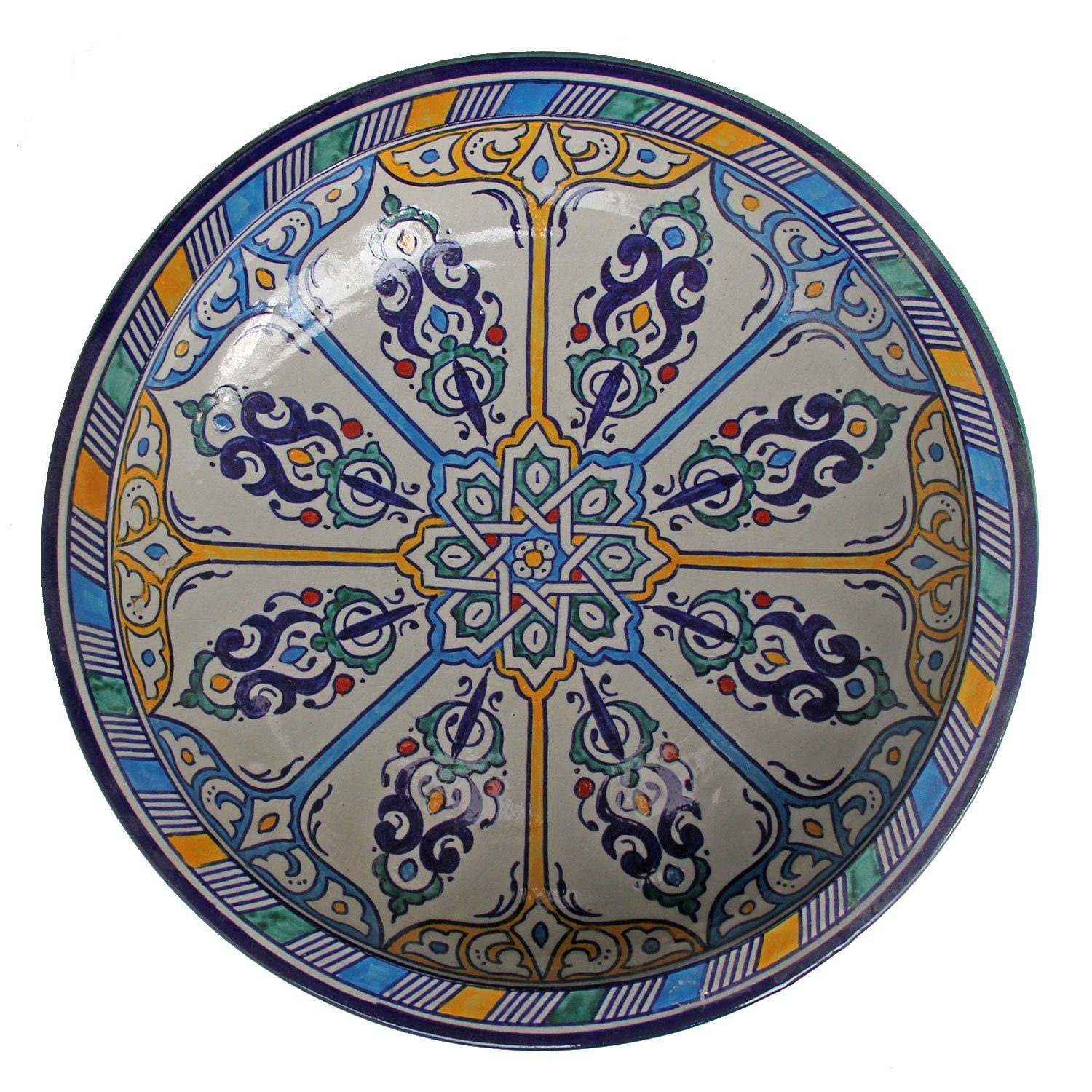 Casa Moro Teller Casa Moro Orientalischer Keramik-Teller Schale Ø 34 cm Groß handbemalt, Schüssel Obstschale Servierschale KSF025