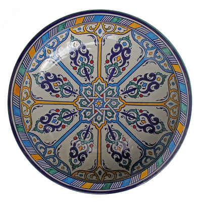 Casa Moro Teller Casa Moro Orientalischer Keramik-Teller Schale Ø 34 cm Groß handbemalt, Handmade, Schüssel Obstschale Servierschale, KSF025