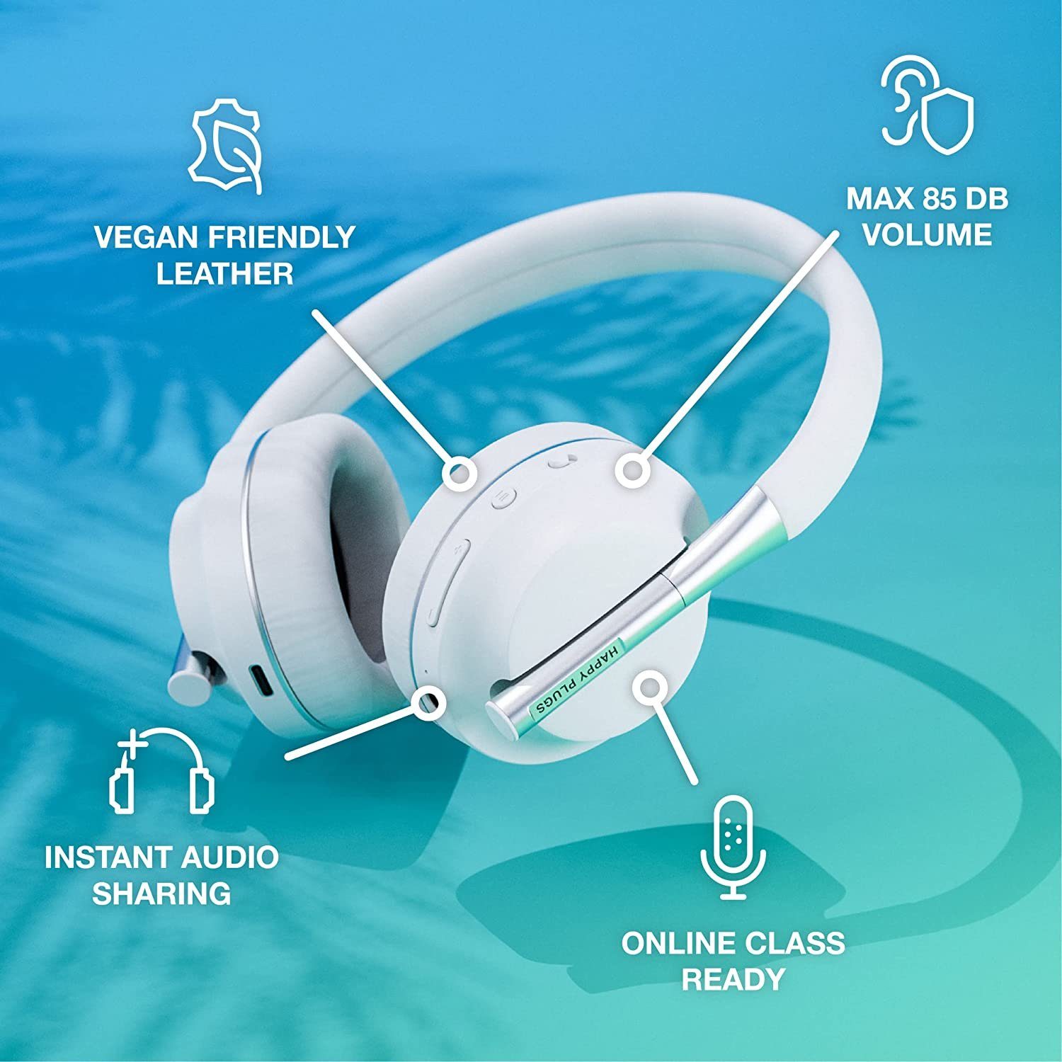 Happy Plugs Wireless Headphones 85dB Kabellos Bluetooth Over-Ear-Kopfhörer