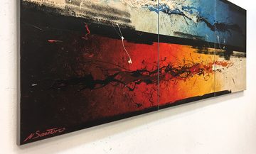 WandbilderXXL Gemälde Fire vs. Ice 180 x 70 cm, Abstraktes Gemälde, handgemaltes Unikat