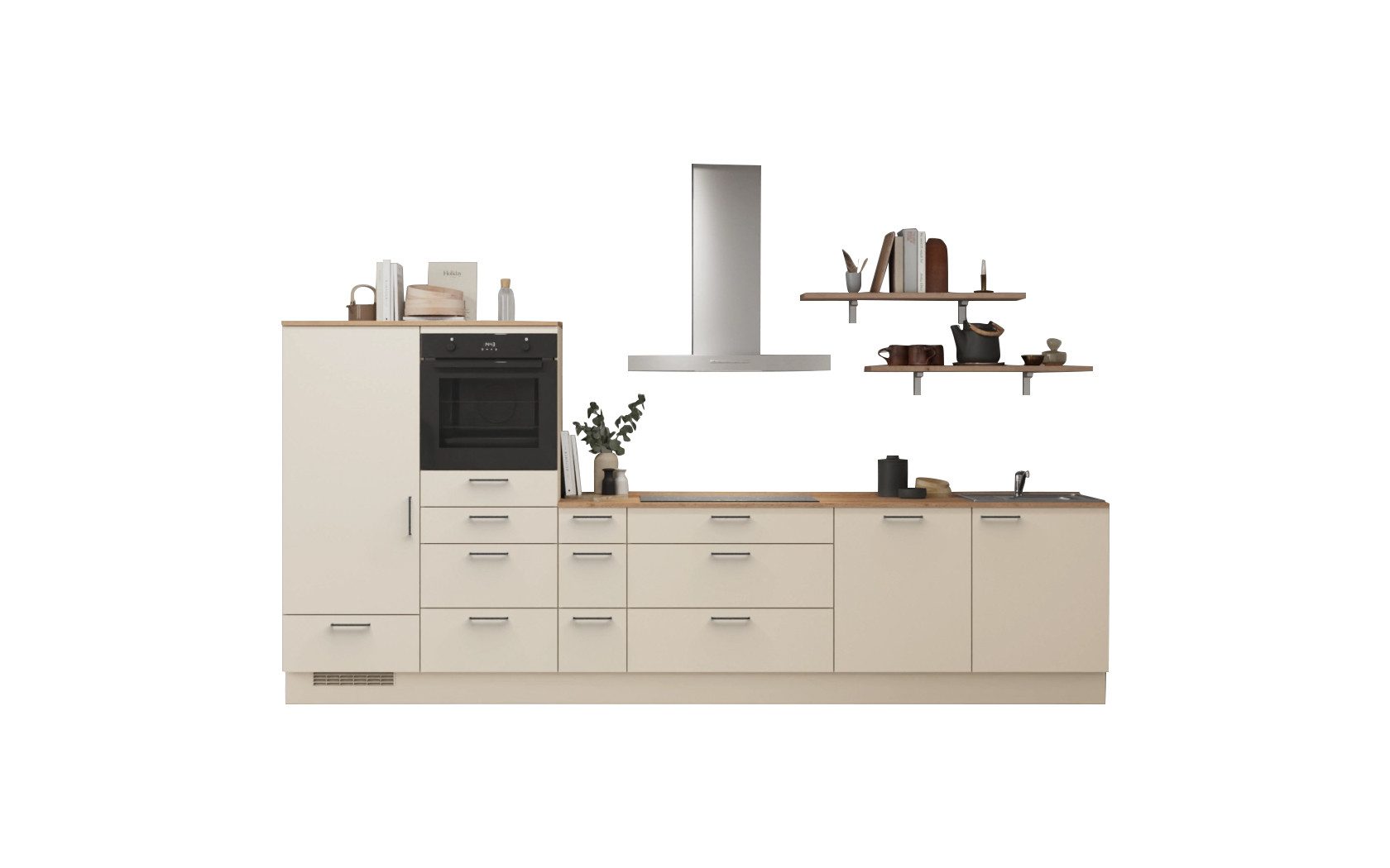 nobilia® Küchenzeile Glas, individuell anpassbar, gratis Küchenplanung mit Profis, (Breite 360 cm), vormontiert, wahlw. mit E-Geräten, inkl. Lieferung