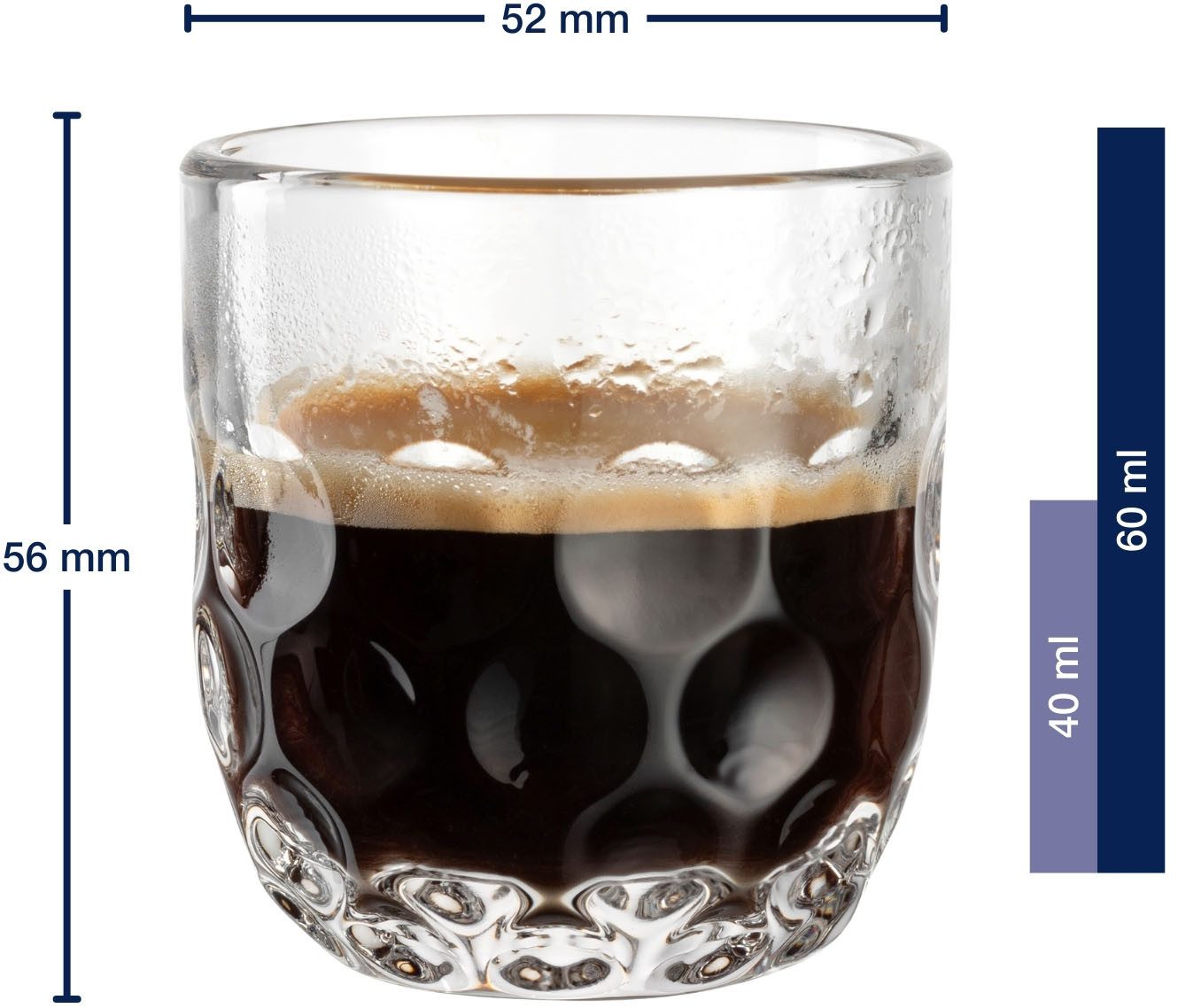 LEONARDO Espressoglas GOCCE, 90 ml, 6er-Set, 6-tlg., Glas, 1. Variante, mit Tropfenrelief
