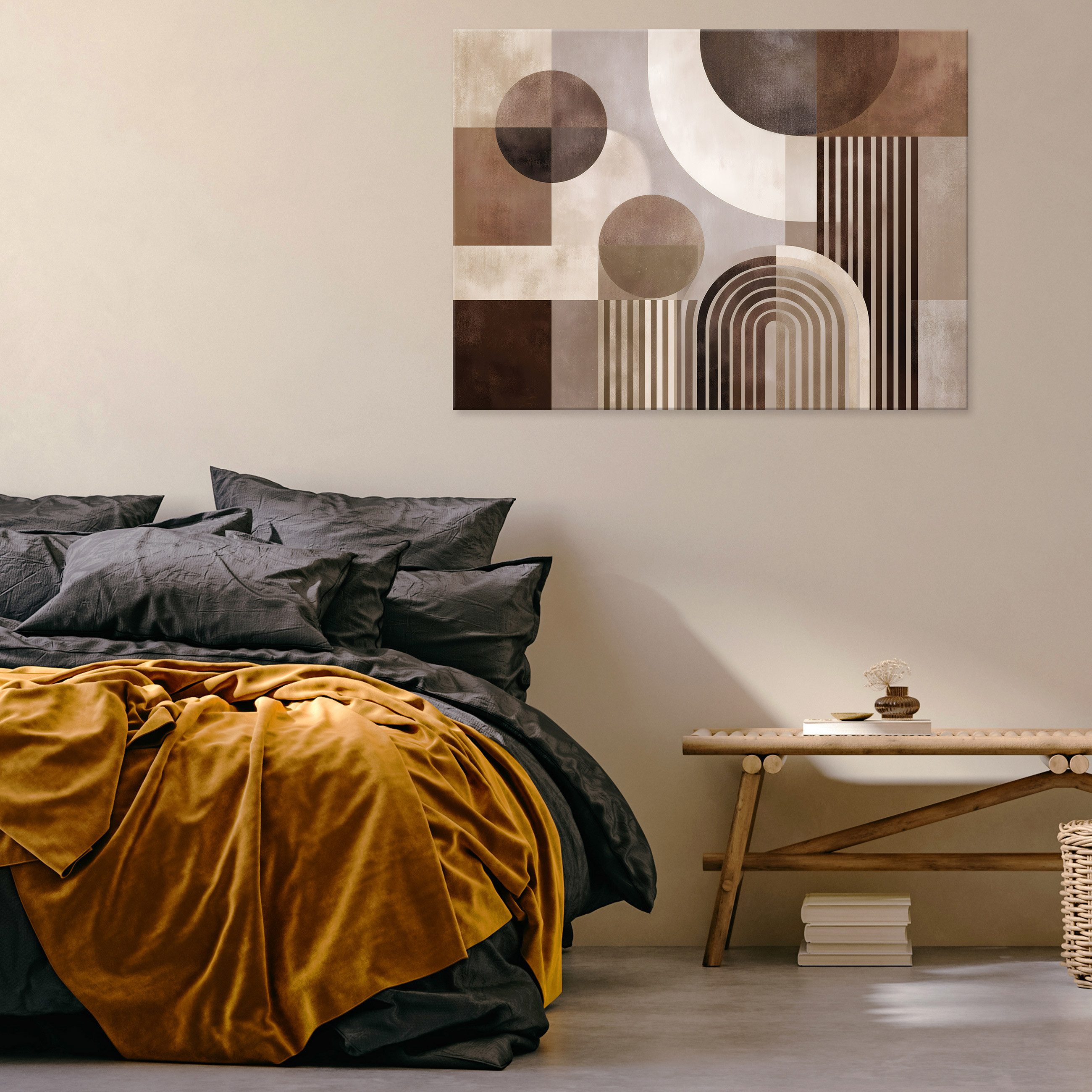 Wallarena Leinwandbild Abstrakt Geometrisch - Braun - Modern - Schlafzimmer, Abstrakt, 40x30x2cm