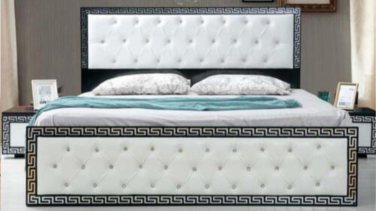 JVmoebel Schlafzimmer-Set Schwarz-Weißes Schlafzimmer In Europe Made Schrank, Set Kommode Nachttische Doppelbett
