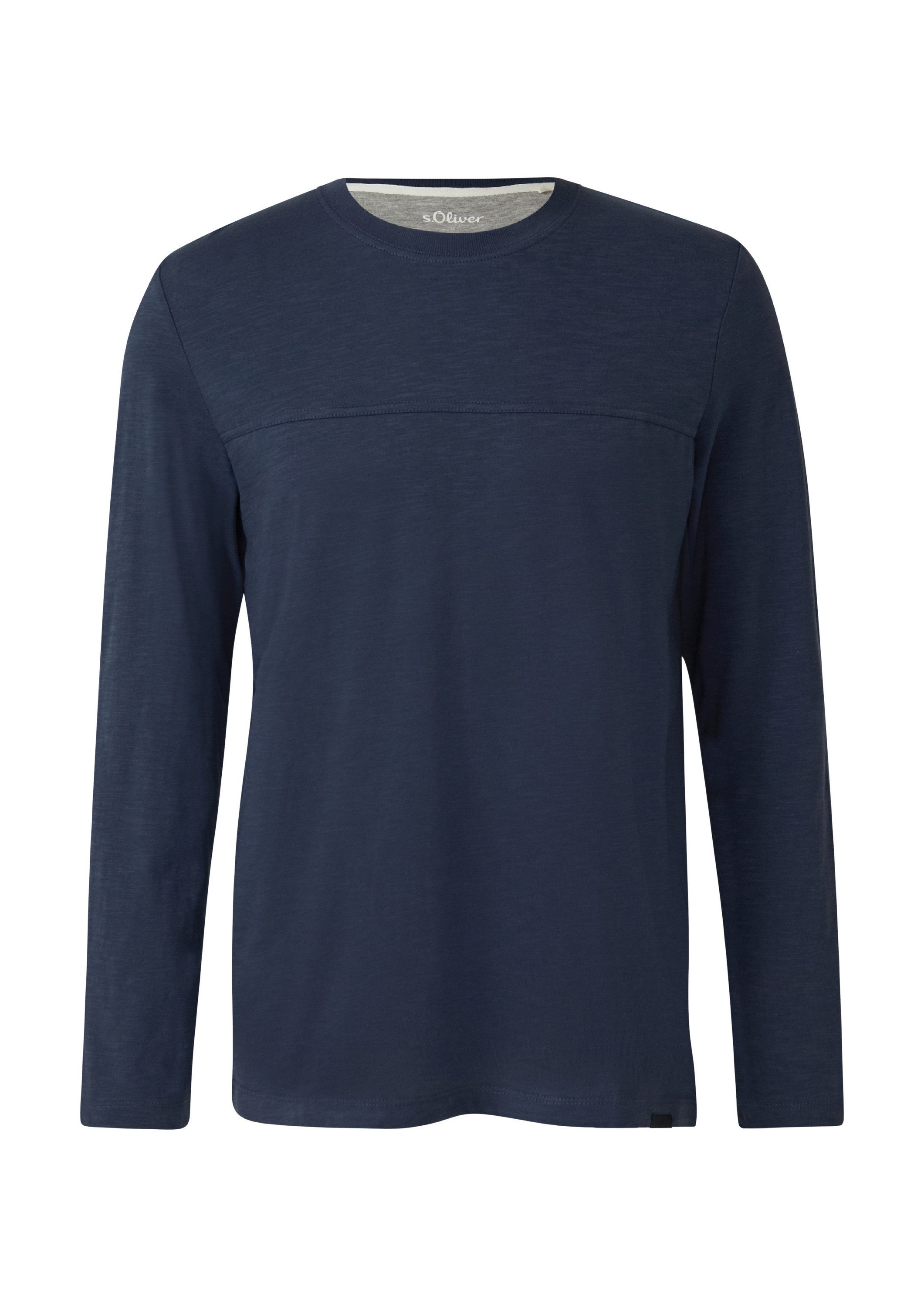 s.Oliver Langarmshirt T-Shirt Flammgarn-Longsleeve mit Teilungsnaht und Lab günstig online kaufen