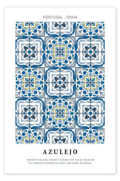 Posterlounge Poster Editors Choice, Azulejo (englisch), Wohnzimmer Grafikdesign