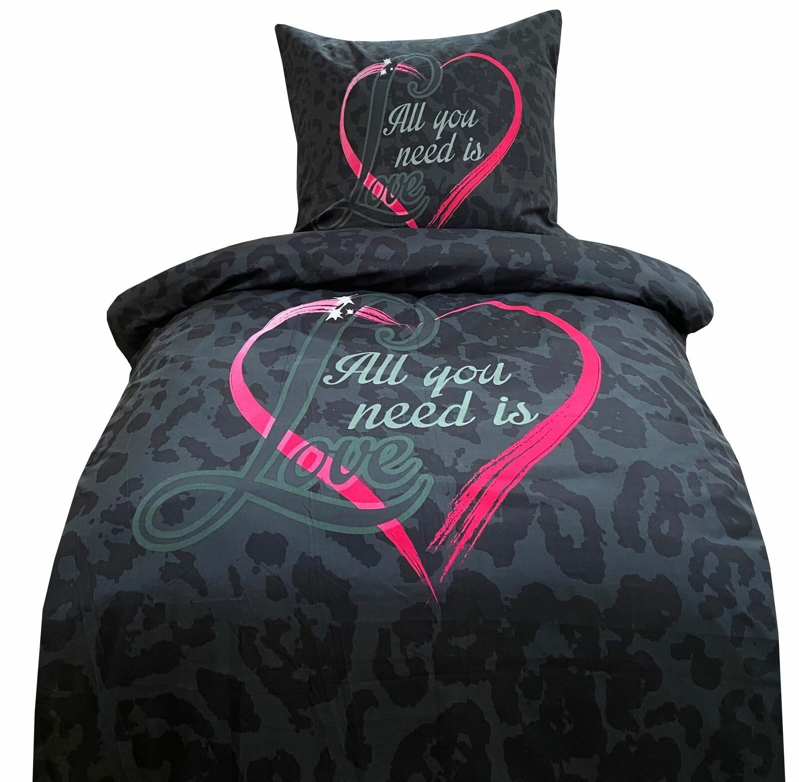 Visaggio Bettwäsche Mikrofaser 135x200 155x200 155x220 Bettbezug Herz Love, Microfaser, 2 teilig, Herz und Love modern
