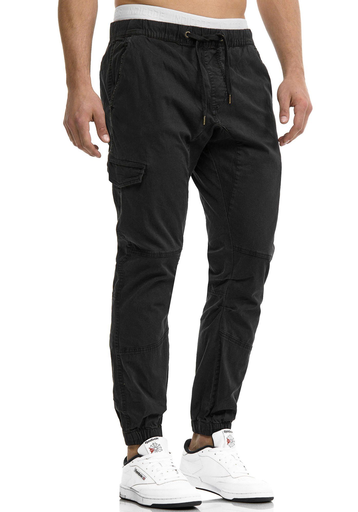Indicode Cargohose INLevi mit seitlichen Cargotaschen und elastischen Bündc günstig online kaufen