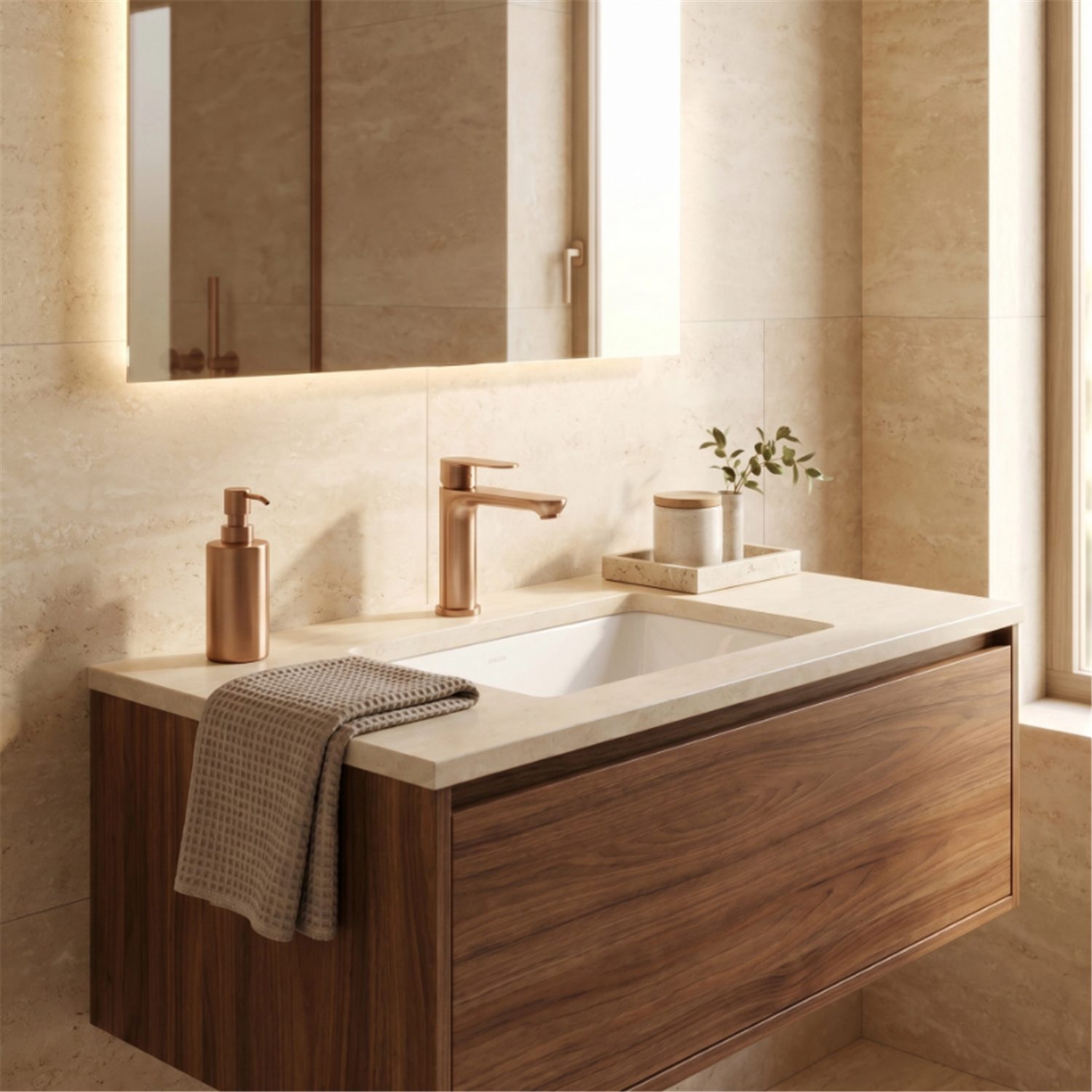 wohnwerk.idee Badarmatur Waschtischarmatur Einhebelmischer Chrom Gold Titan Kupfer Gold Matt, Kupfer Matt, Chrom Matt, Titan
