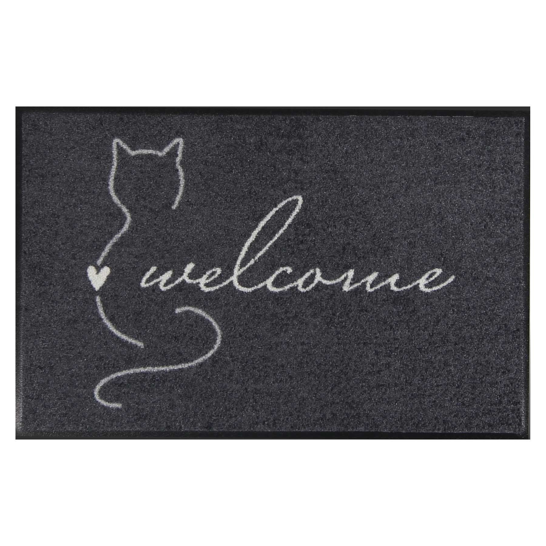 MOCAVI Fußmatte Fußmatte 45x70 Mat Katze welcome anthrazit, Eingangsmatte normal, Höhe: 450 mm