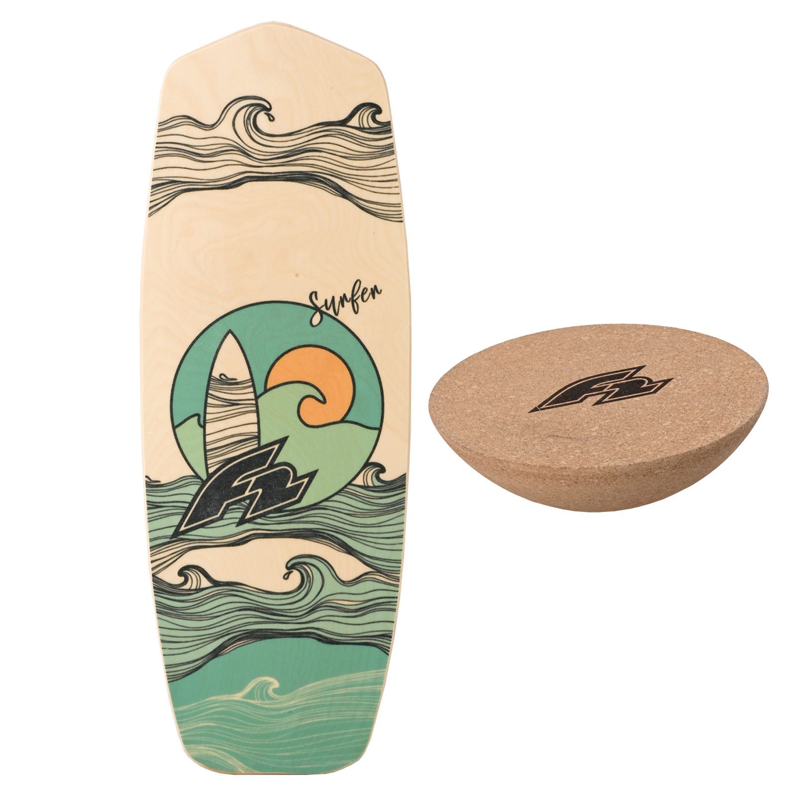 Balanceboard F2 Set Balance Board Tompstone 74x27cm mit Kork Halbkugel