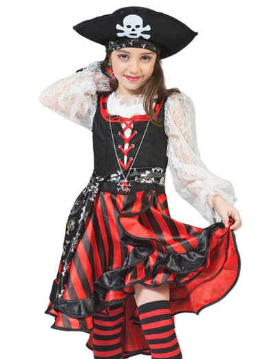 Funny Fashion Piraten-Kostüm »Seeräuberin Peppina Piratin Kinderkostüm Mädchen - Rot Schwarz«