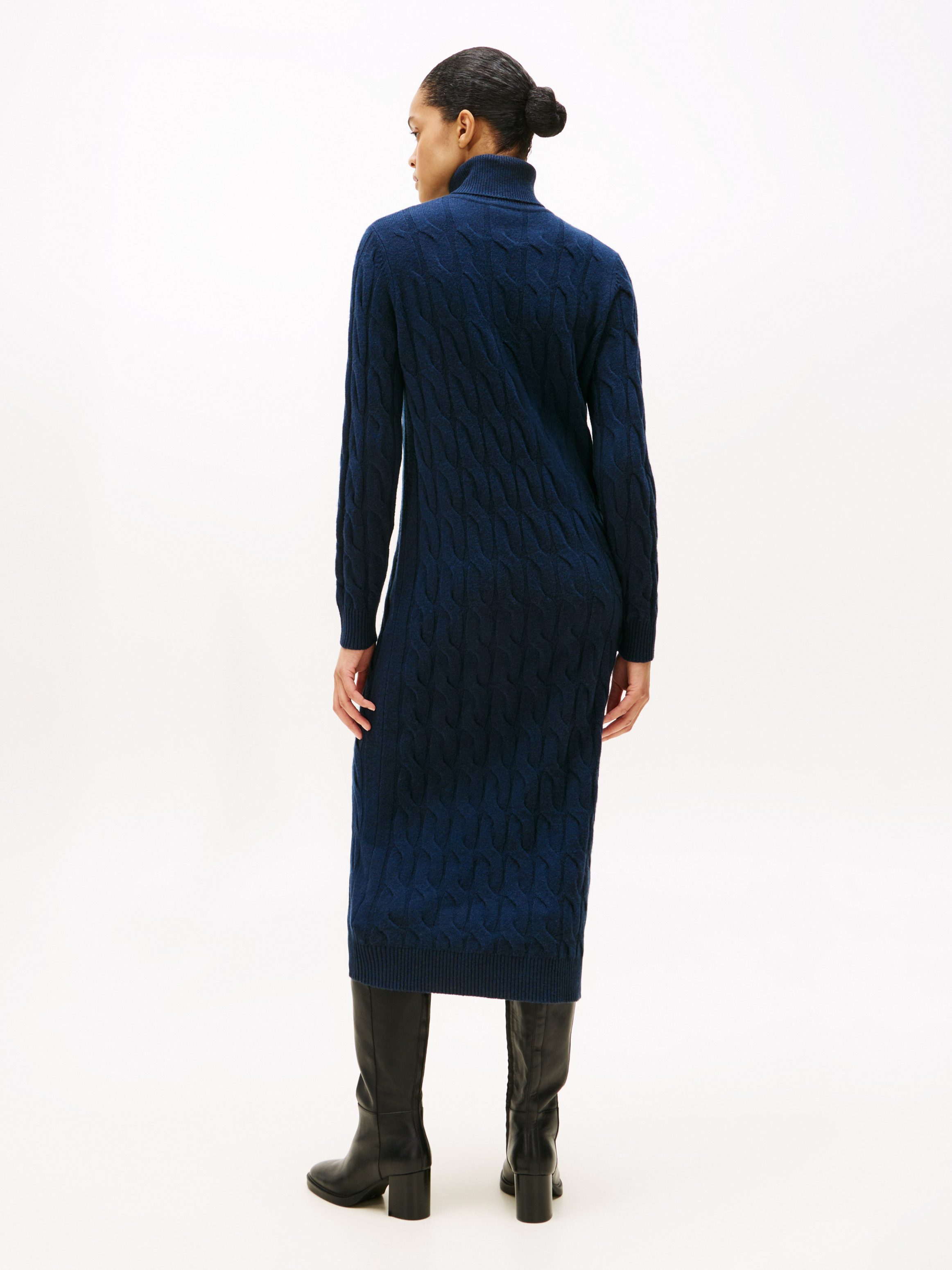 Tommy Hilfiger Strickkleid SOFT WOOL CABLE ROLL-NK LS DRESS mit Zopfmuster, günstig online kaufen