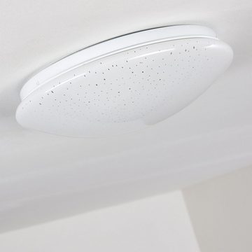 hofstein Deckenleuchte »Lazio« runde Deckenlampe mit Glitzer-Effekt aus Metall in Weiß, 3000 Kelvin, 900 Lumen,Sternenhimmeloptik, IP44, auch für das Badezimmer geeignet