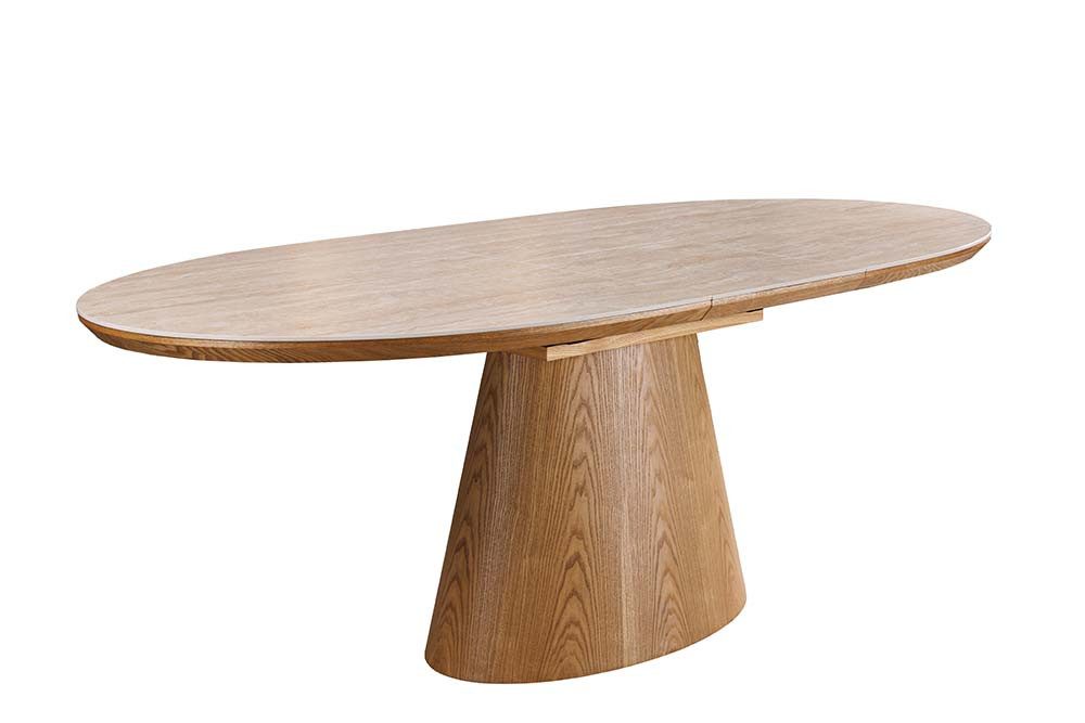 riess-ambiente Esstisch UNIQUE 160-200cm natur / braun - Keramik, Echtholzfurnier, ausziehbar (Einzelartikel, 1-St), Ovaler Tisch · Eiche · Naturstein · Keramik · Modern · 8 Personen