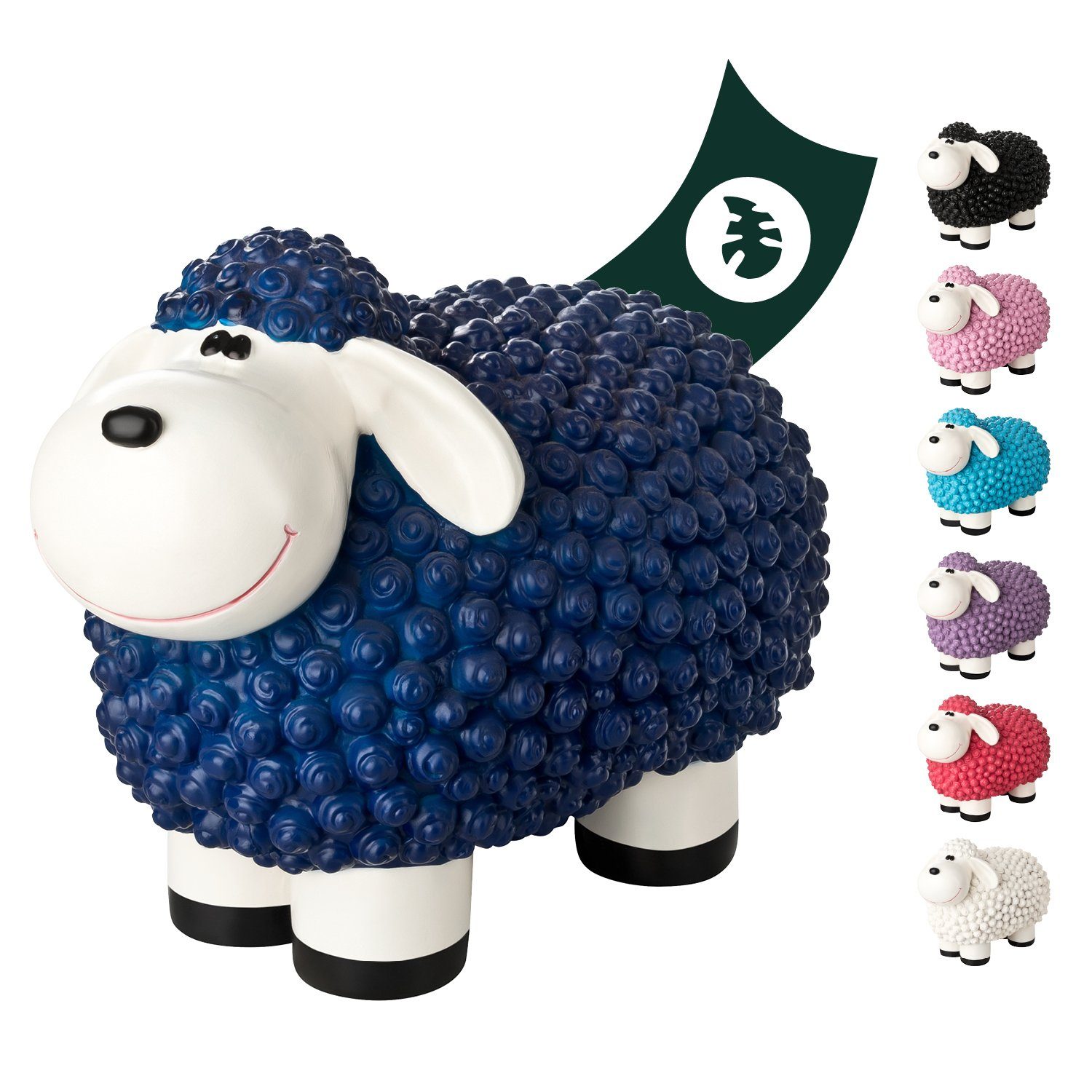 VERDOBA Gartenfigur Gartendeko Mini Schaf - Wetterfeste Gartenfigur - Deko Schaf für Außen, Polyresin Blau