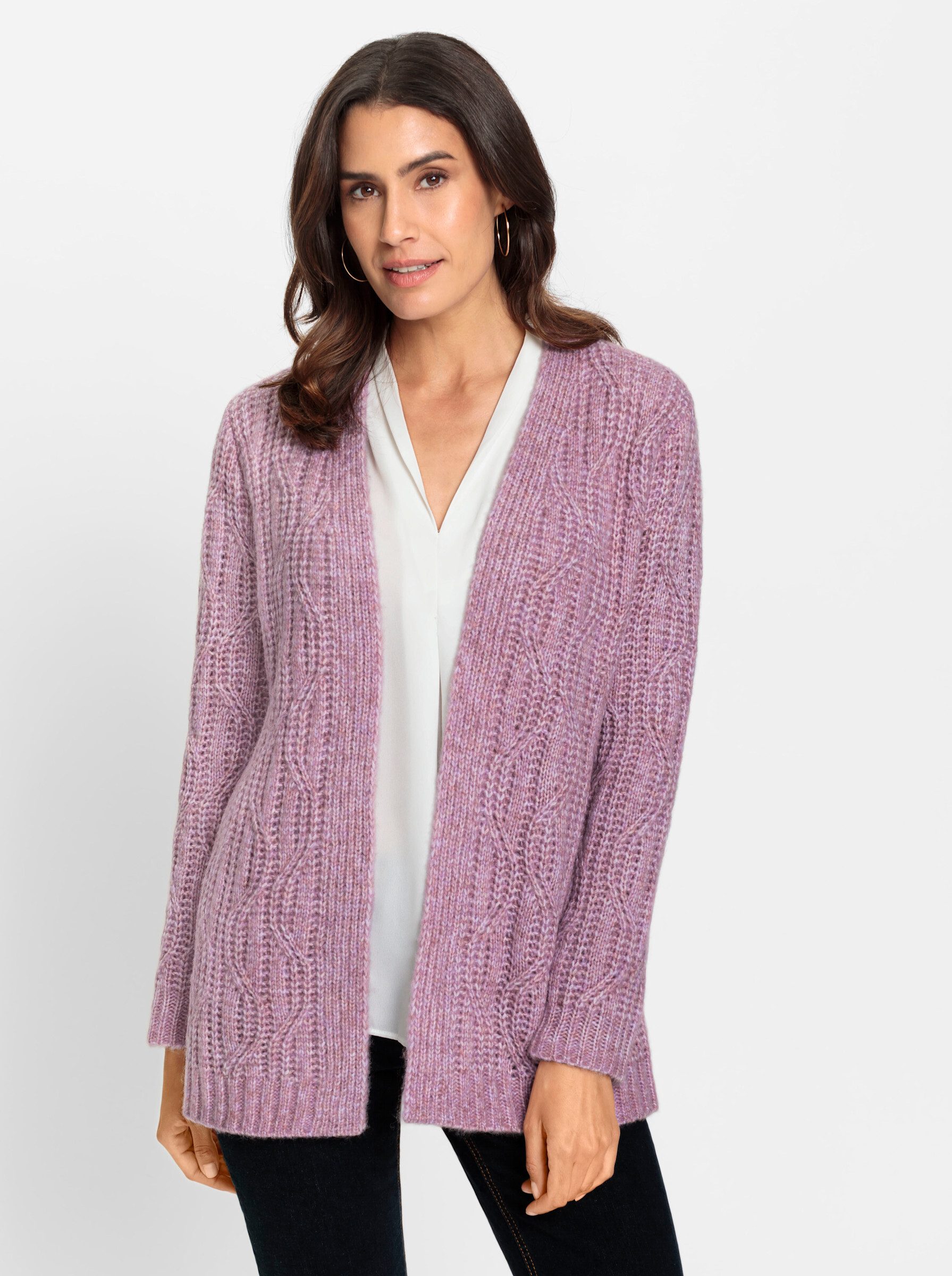 Damen Strickjacke Leicht - 3/4 Ärmel Mit Schal-Optik