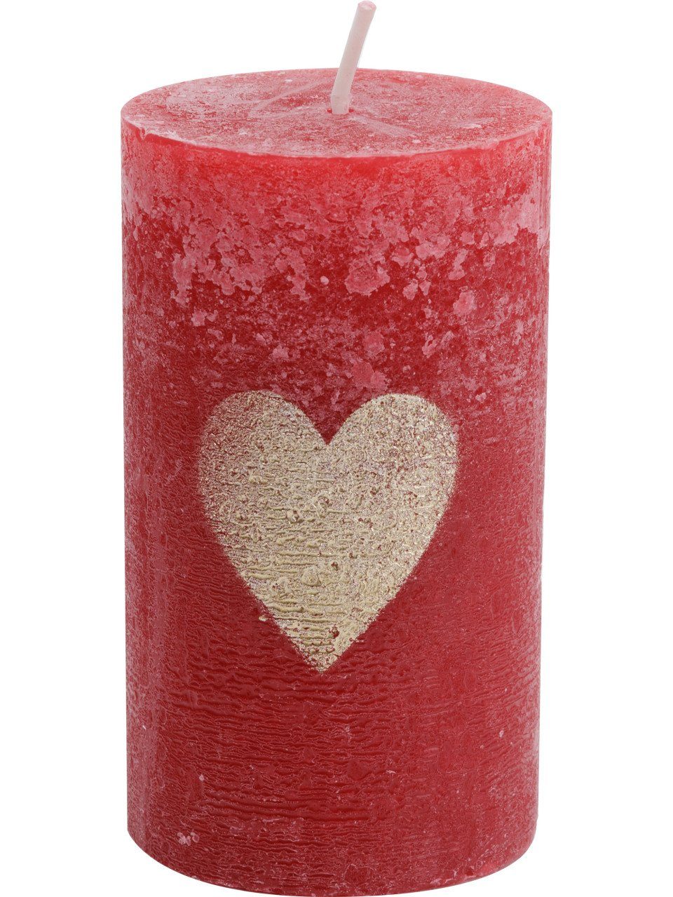 House of Rustic Stumpenkerze House of Rustic Kerze ruby rot mit gold Herz Ø 6,8