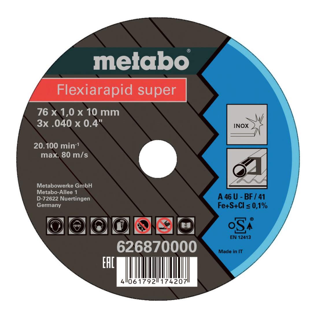 metabo Trennscheibe Metabo 5 Flexiarapid Super 76x1,0x10,0 mm Inox, TF 41 5 Stk