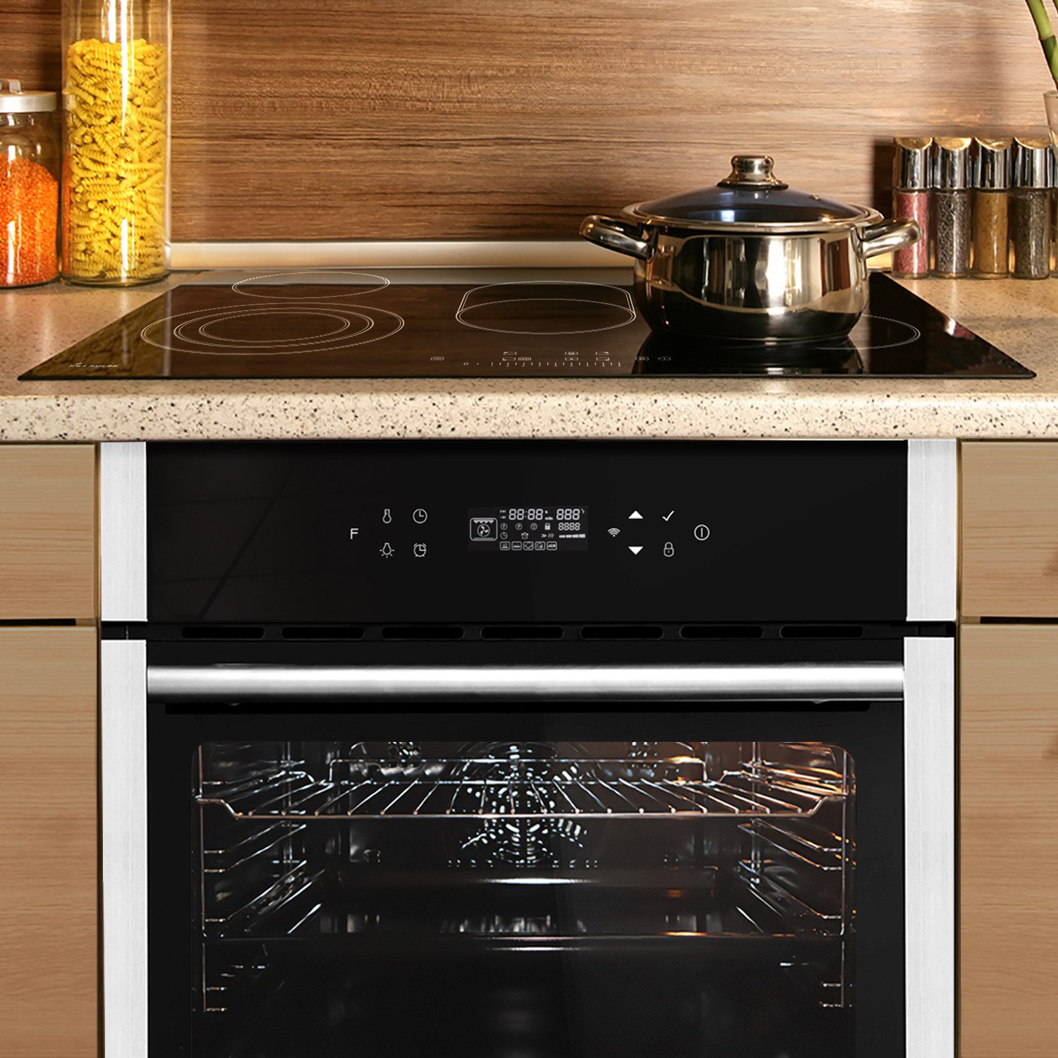 KKT KOLBE Backofen-Set EB8313HC Backofen und Kochfeld SET8313HCCH77RL, mit Teleskopauszug, DampfClean, Herdset / Heißluft / Einbaubackofen / Kochmulde / WIFI