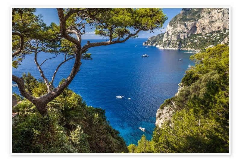 Posterlounge Poster Christian Müringer, Traumhafter Meerblick in Capri (Italien), Badezimmer Maritim Fotografie