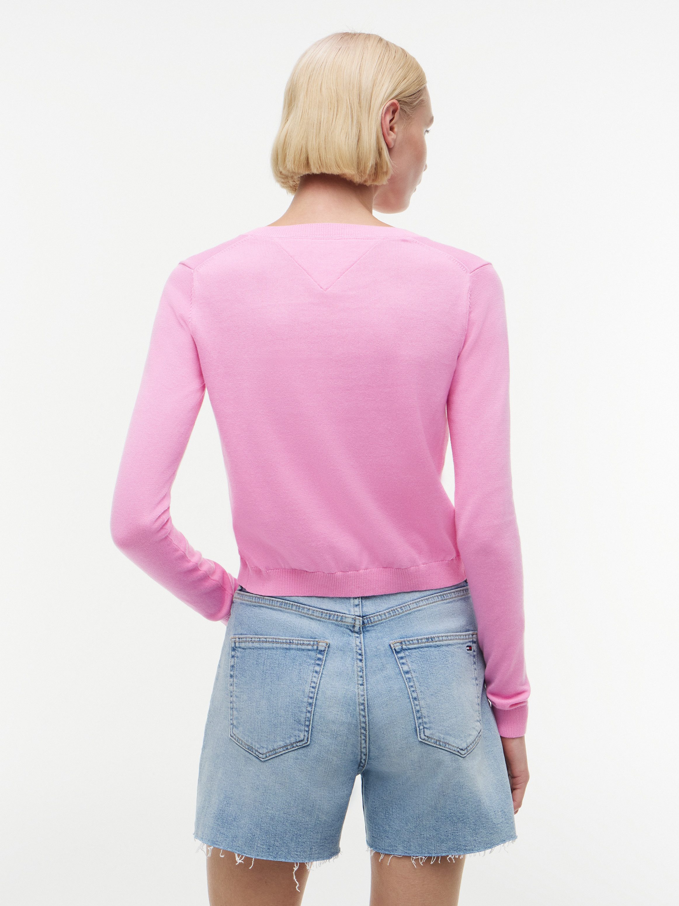 Tommy Jeans Strickjacke TJW ESSENTIAL CREW NECK CARDIGAN Baumwolle