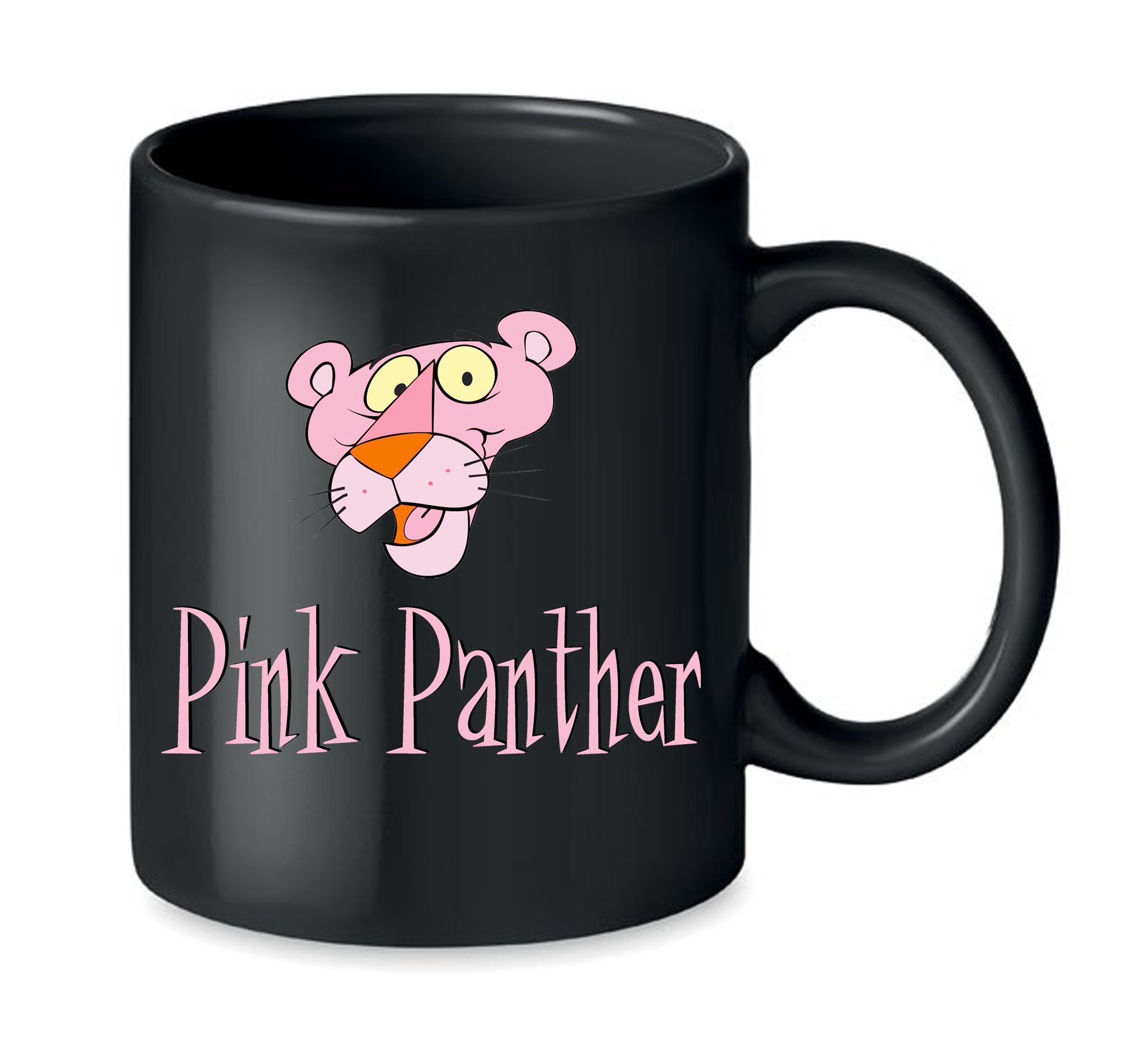 Cartoon, Rosarote Schwarz Tasse Pink Panther Keramik Comic Brownie Inspector Blondie &