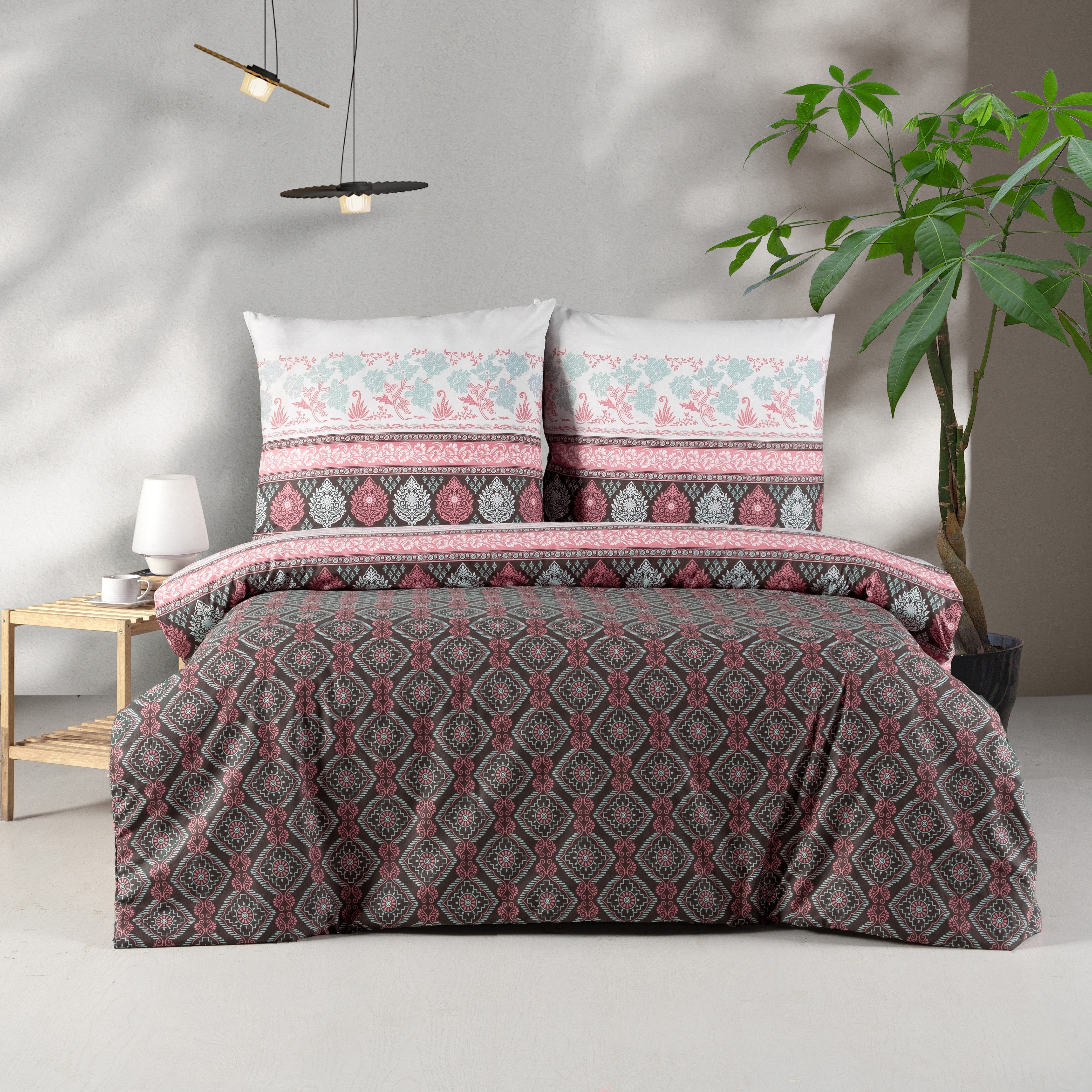 yadetextil Bettwäsche 200x200 cm, Renforce, 3 teilig, Bettwäsche-Set, 200x200 cm, Izgi