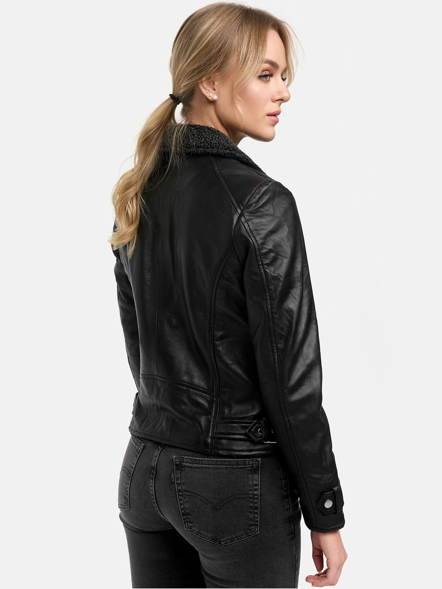 Tazzio Lederjacke F512 gefütterte Jacke mit coolen Zipper-Details & Reverskragen