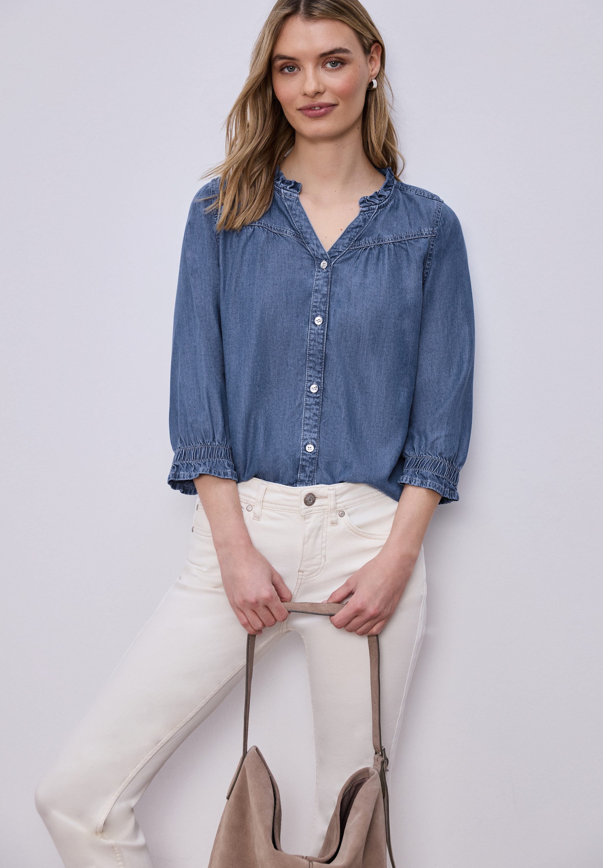 STREET ONE Langarmbluse mit Stehkragen