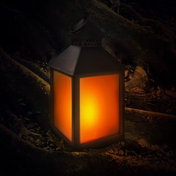EAXUS LED Laterne Sturmlaterne mit Flammeneffekt Kerze - Wohnzimmer & Garten, Täuschend echter Flackereffekt, LED fest integriert, Warmweiß, Flackerndes Windlicht mit Milchglas-Optik