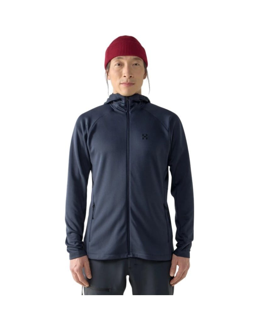 Haglöfs Fleecejacke Korp Mid Hood (Midlayer, atmungsaktiv) dunkelblau Herren