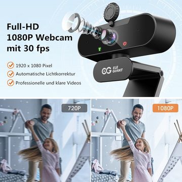 Insma EGC-C02 Full HD-Webcam (Full HD, 1080P, mit Mikrofon und Sichtschutz)