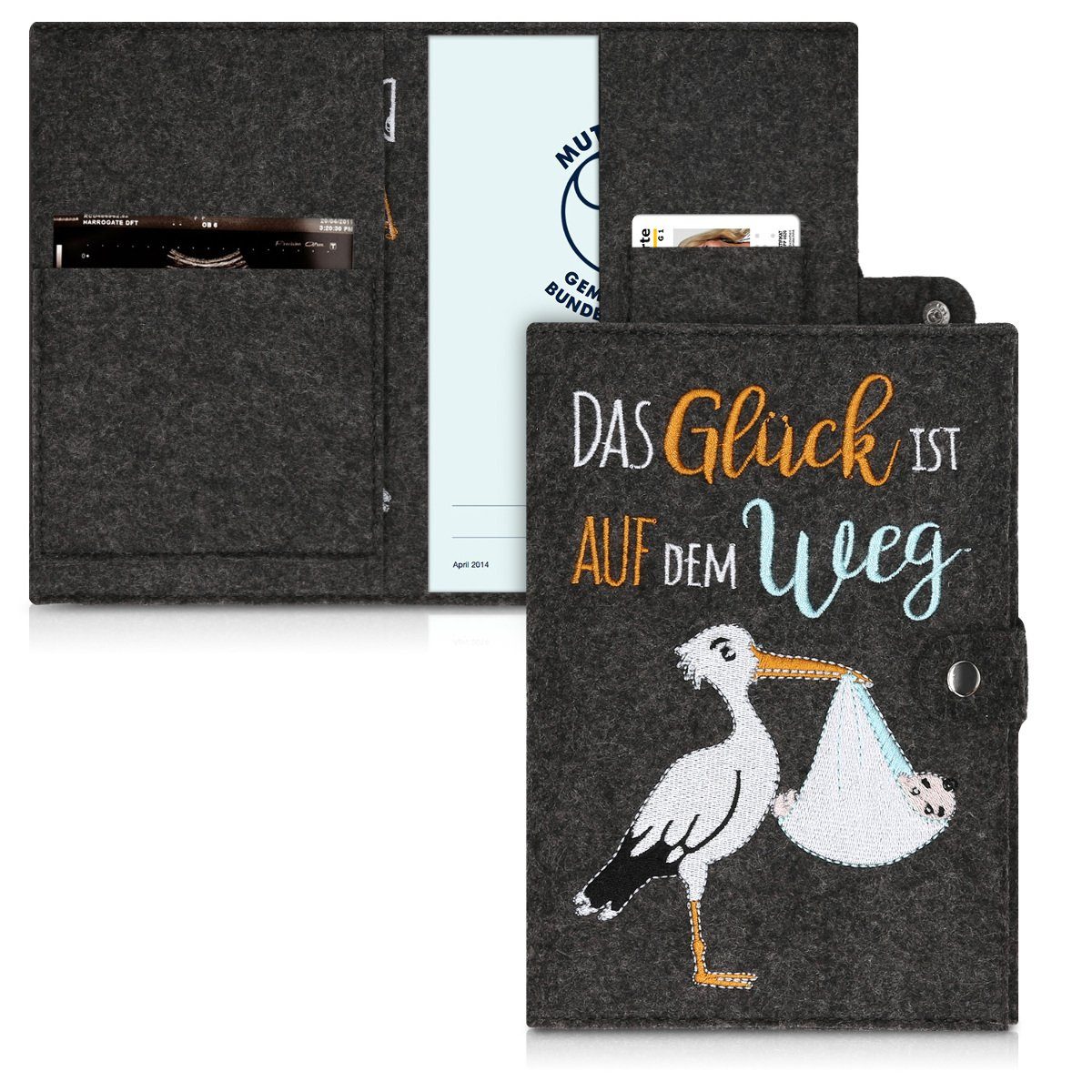 kwmobile Mutterpass-Hülle Mutterpasshülle aus Filz, Hülle für deutschen Mutterpass mit extra Fächern - Cover in