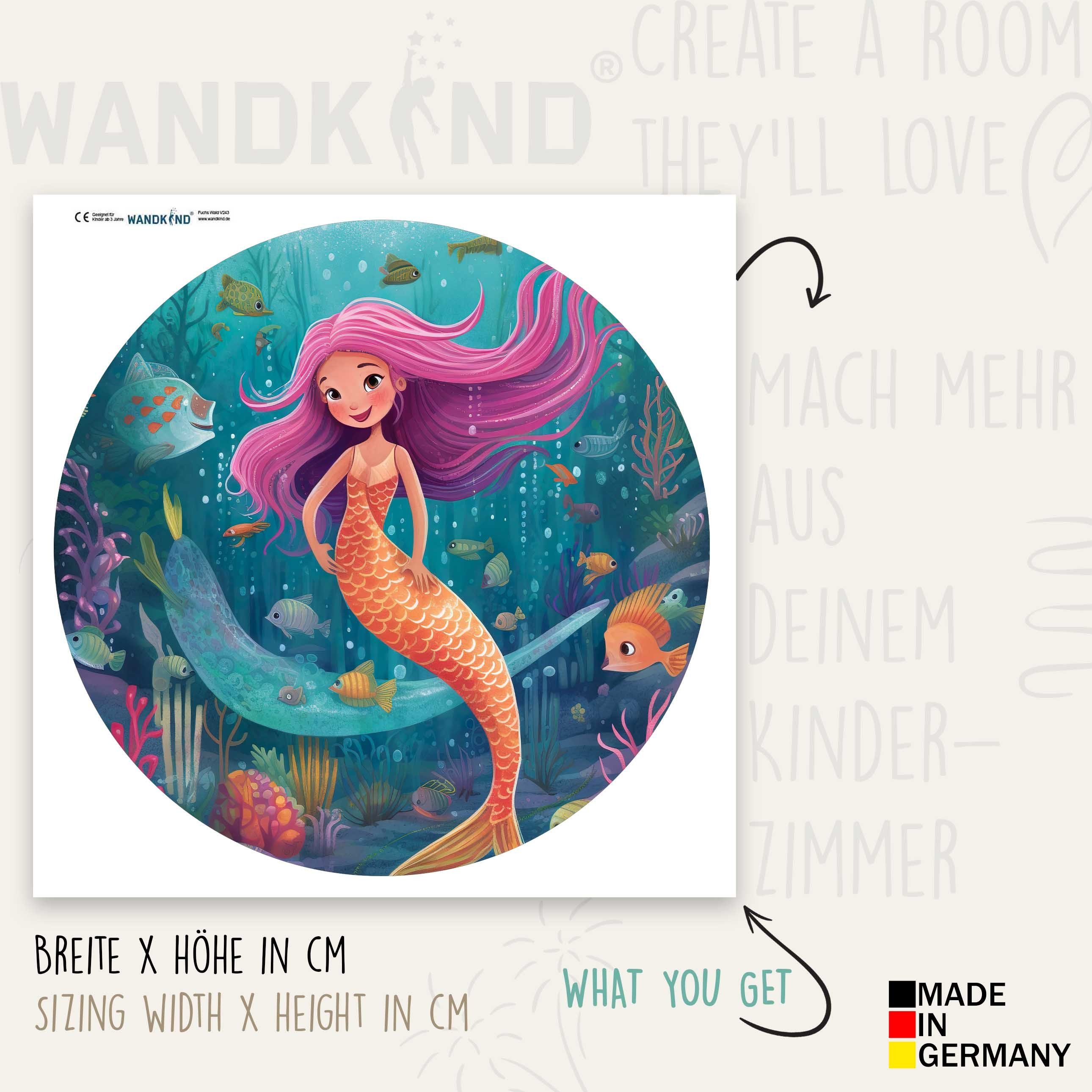 WANDKIND Wandtattoo Meerjungfrau im Meer RUND günstig online kaufen