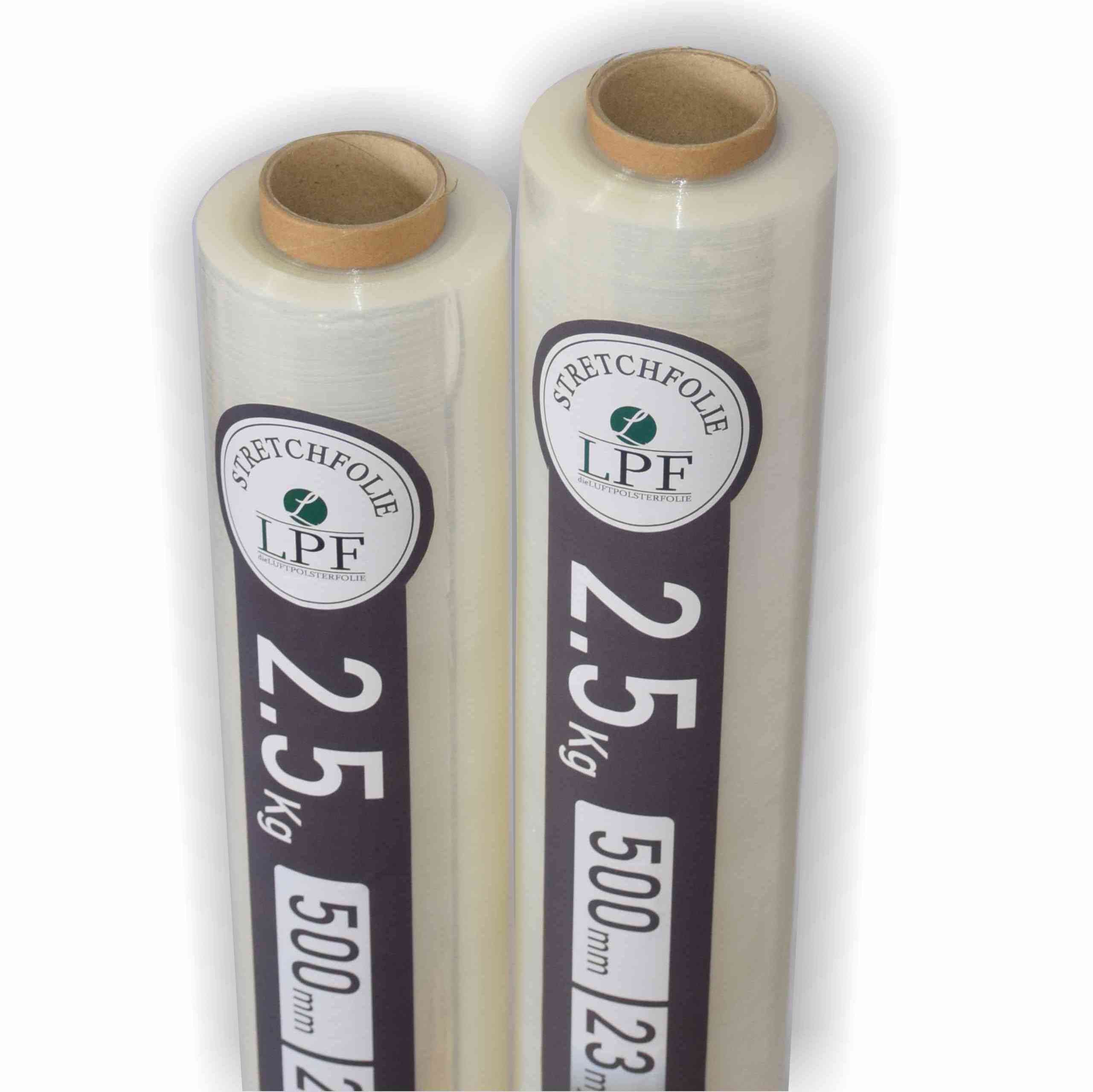 LPF dieLUFTPOLSTERFOLIE Schutzfolie 2x Stretchfolie Wickelfolie transparent 2,5Kg, Breite 500mm