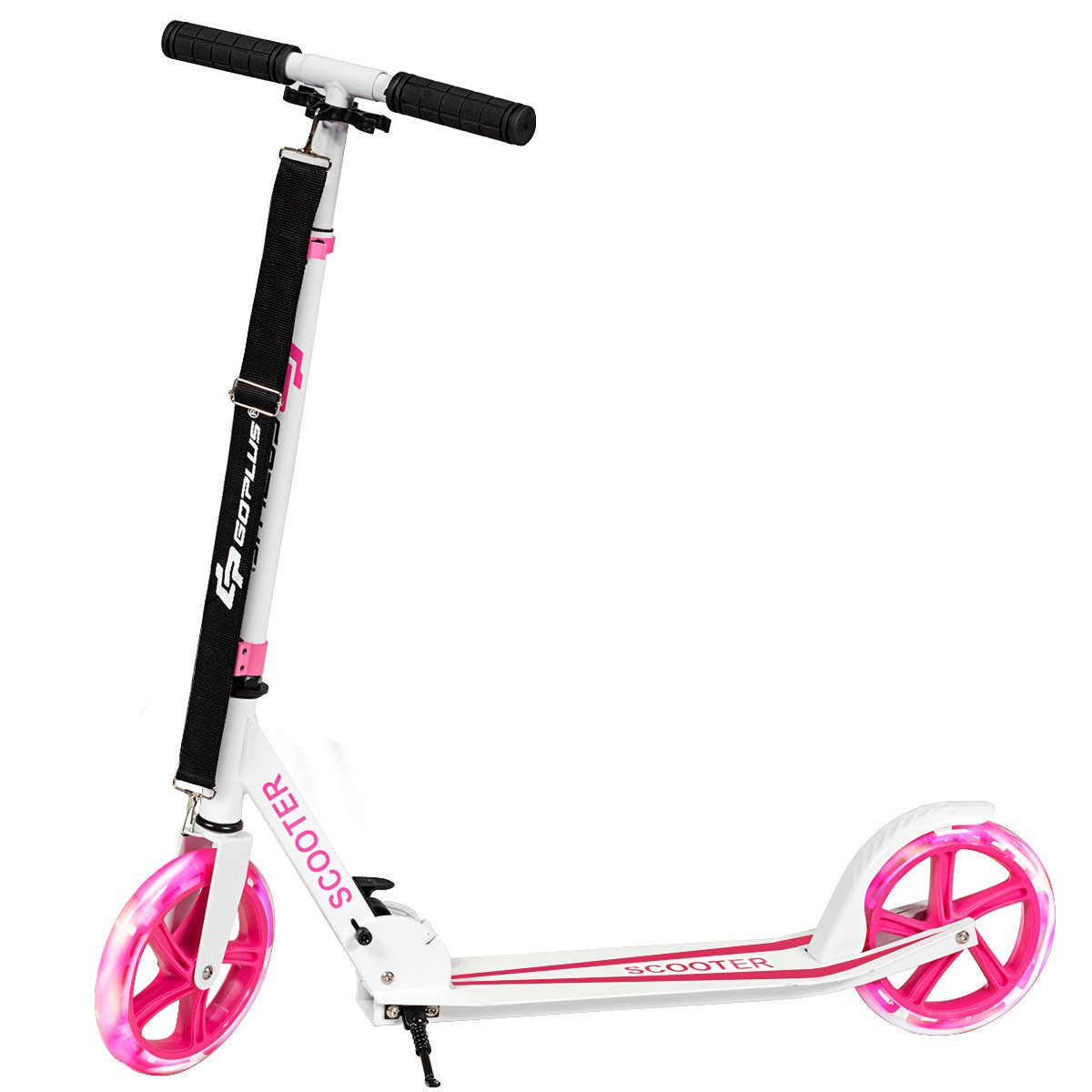COSTWAY Cityroller Tretroller, mit 2 LED Rädern, klappbar