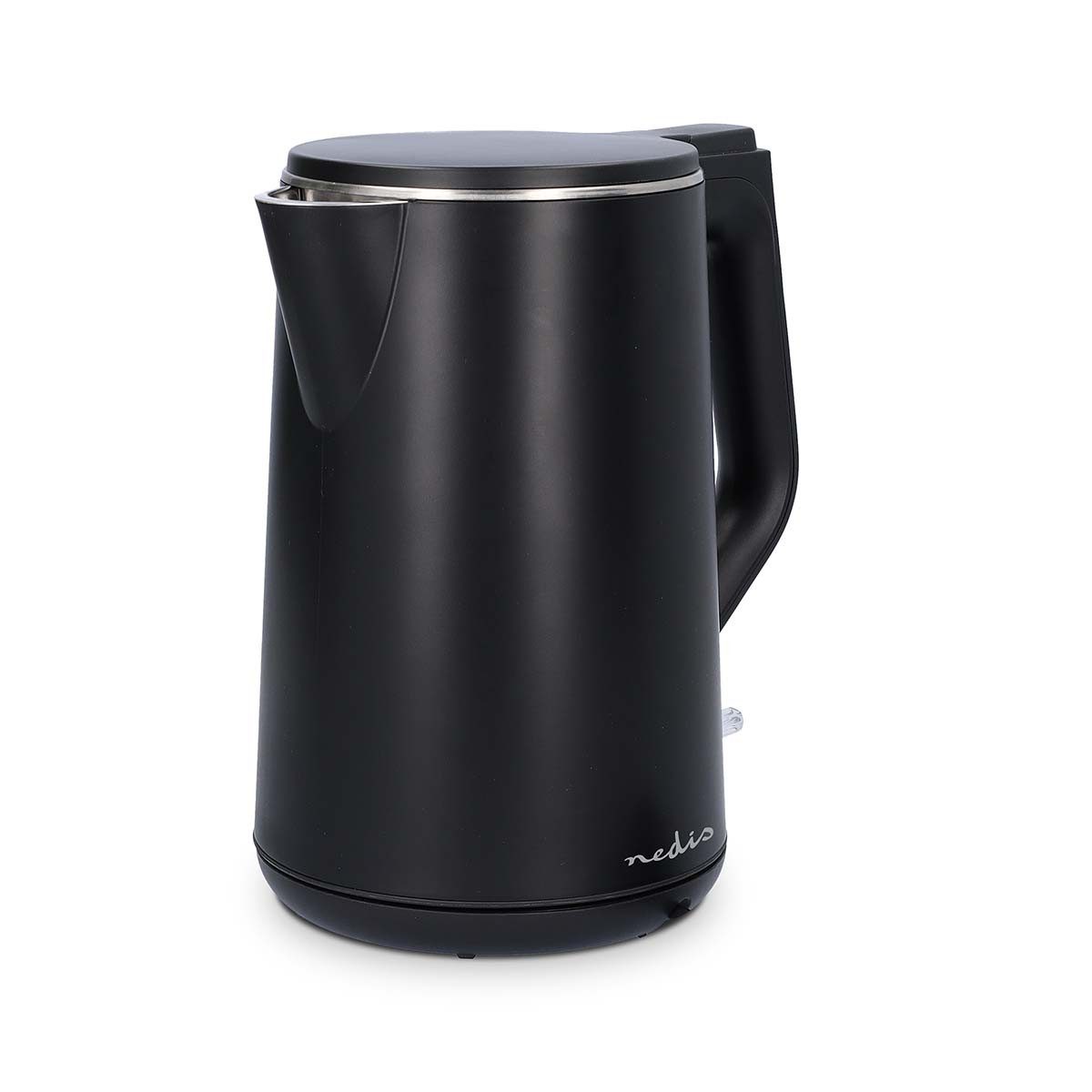 Nedis Wasserkocher KAWK361EBK, 2.7 l, 2200 W, Verdecktes Heizelement, 360° drehbar, Trockenlaufschutz, für Büro