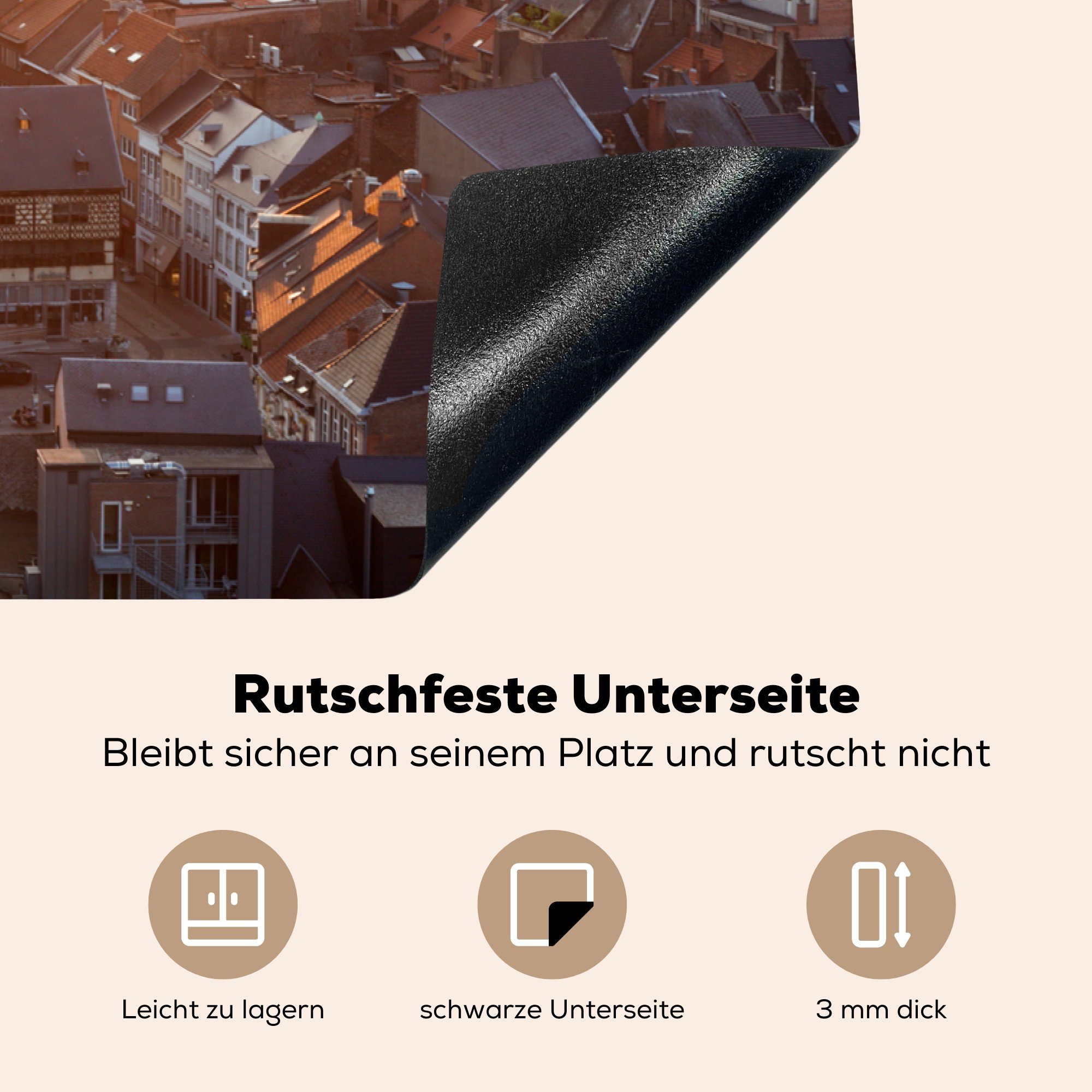 die tlg), (1 Herdblende-/Abdeckplatte Hasselt Schutz für in cm, Induktionskochfeld küche, 81x52 MuchoWow Ceranfeldabdeckung Vinyl, Belgien,