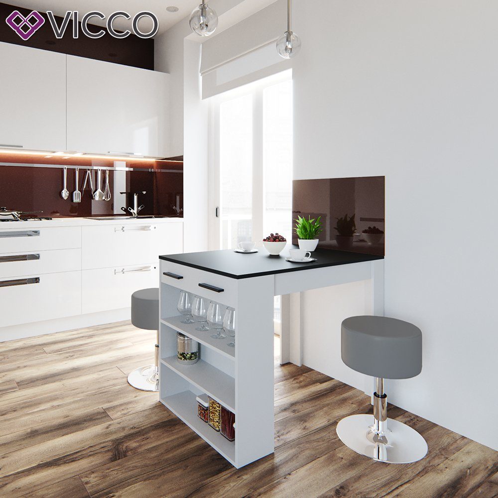Vicco Bartisch Repose, Anthrazit/Weiß/Weiß, 67 x 100 cm mit 2 Hockern (3-St)