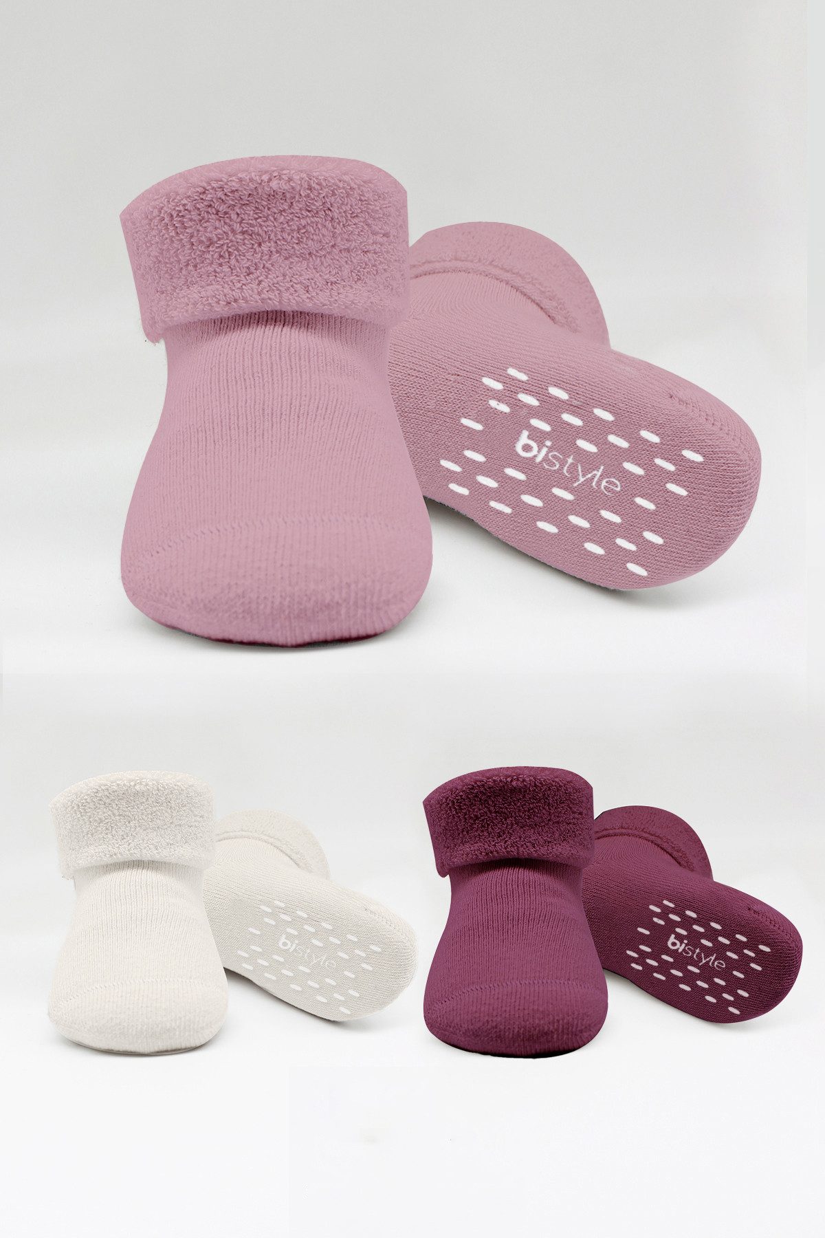 bistyle Короткие носки (3er Pack), Frottee-Innen ABS für Babys Jungen Mädchen Babysocken (Set, 3-Paar, 3er-Pack) Anti-Rutsch, Plüsch, GOTS zertifiziert 0-36 Monate