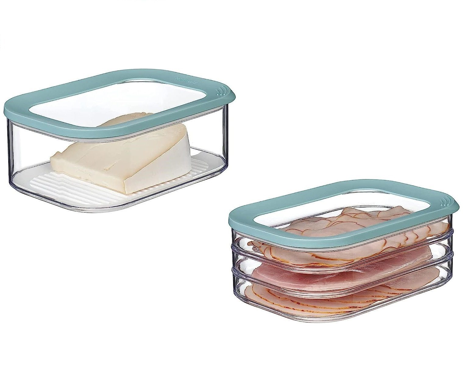 Mepal Vorratsdose Käse- und Wurstdosen-Set bis 4 Liter, luftdicht, Nordic Green, Styrol-Acrylnitril (SAN), Polyethylen (PE), Deckel mit Anti-Kondensationseinsatz, spülmaschinenfest