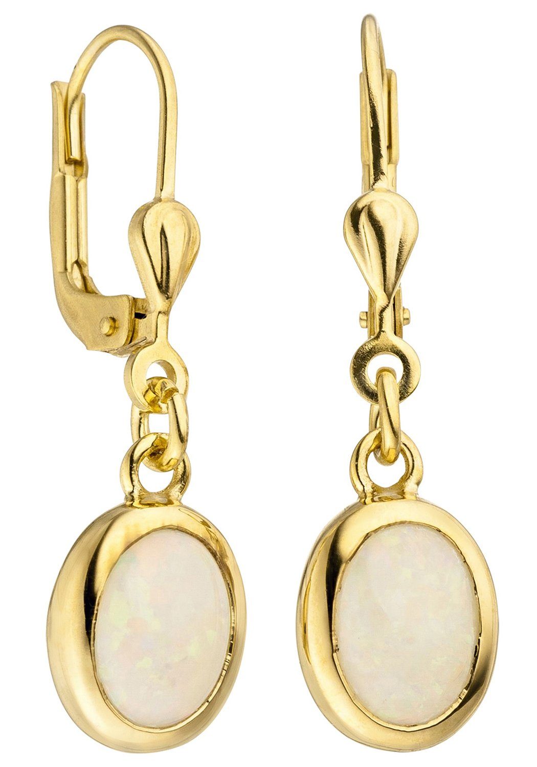 JOBO Paar Ohrhänger Ohrringe mit Opal, 585 Gold