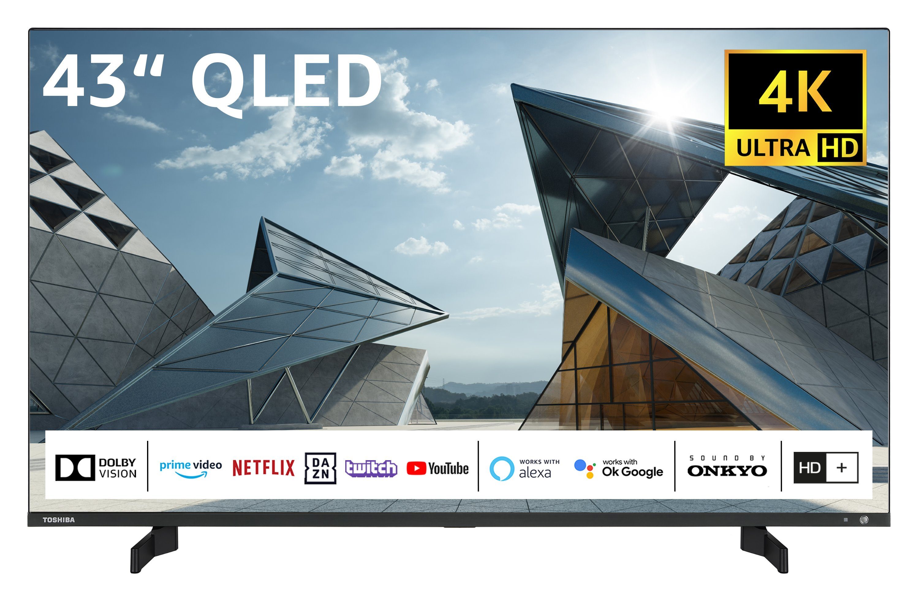 Toshiba 43QL5D63DAY QLED-Fernseher (108 cm/43 Zoll, 4K Ultra HD, Smart TV, HDR Dolby Vision, Triple-Tuner, Sound by Onkyo - Inkl. 6 Monate HD)